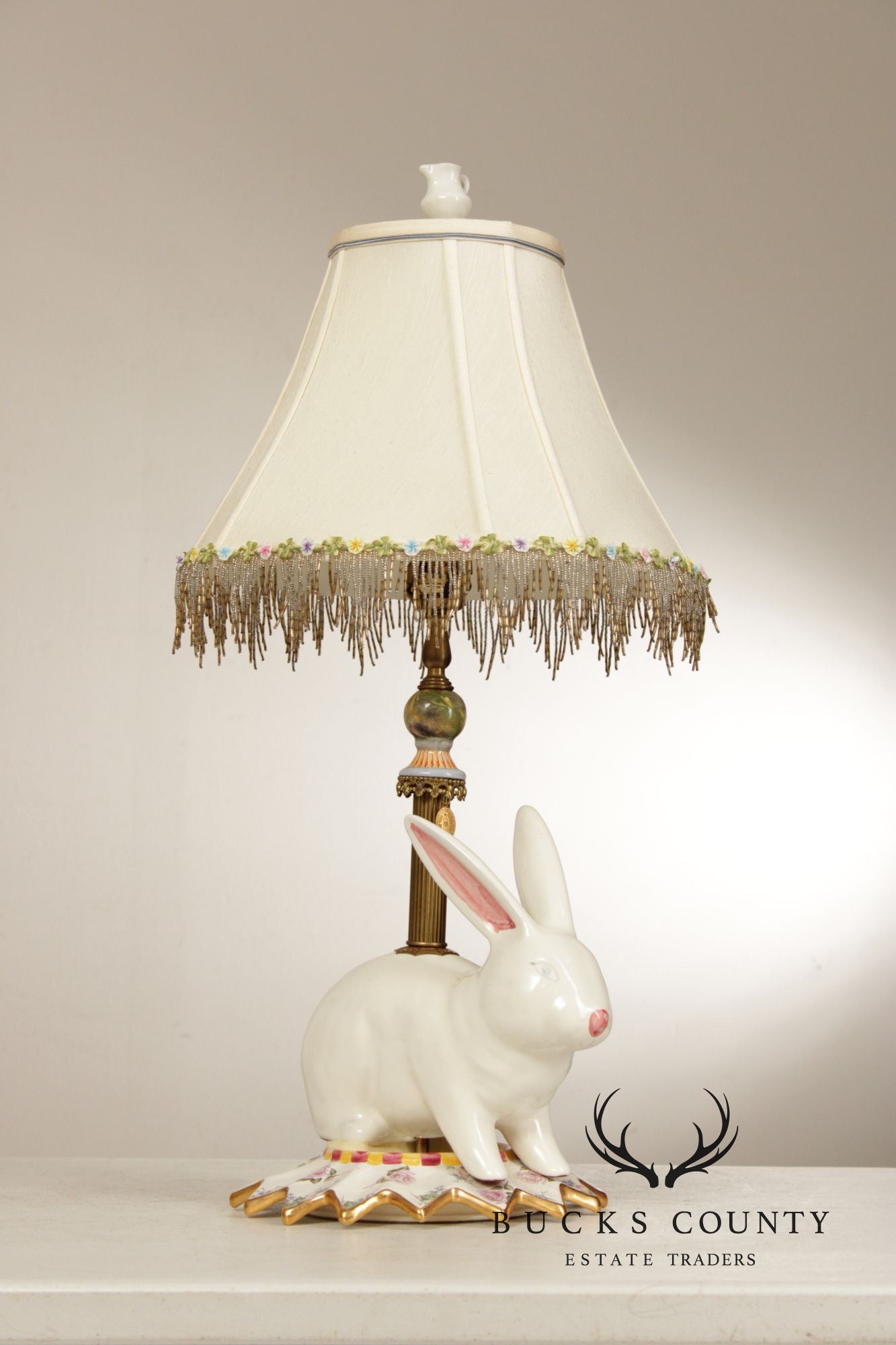 Makenzie Childs Porcelain Bunny Lamp