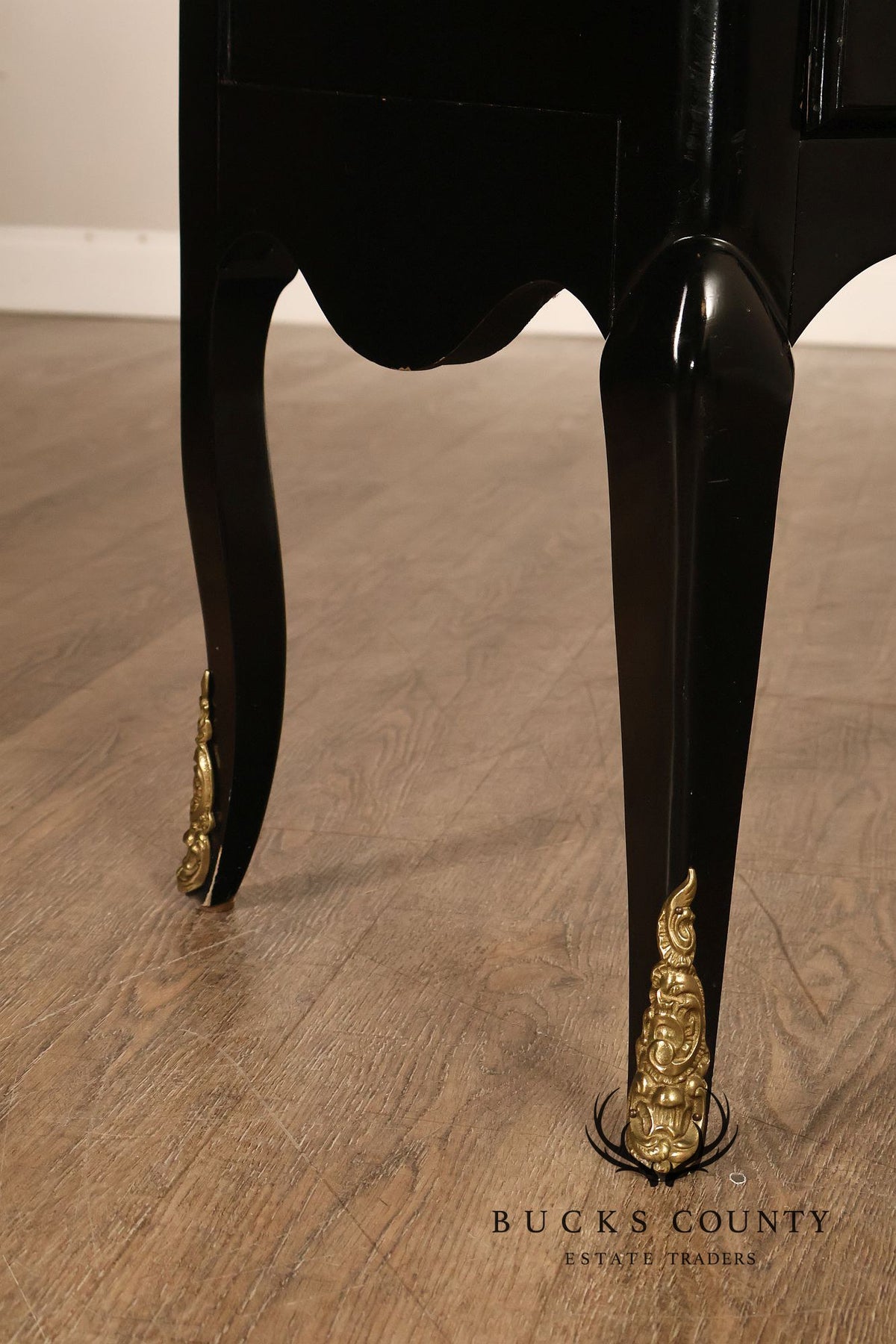 French Louis XV Style Black Lacquer Commode