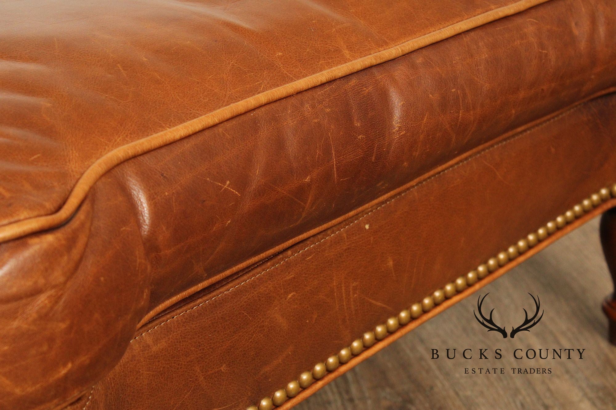 Hancock & Moore English Traditional Style Leather Ottoman