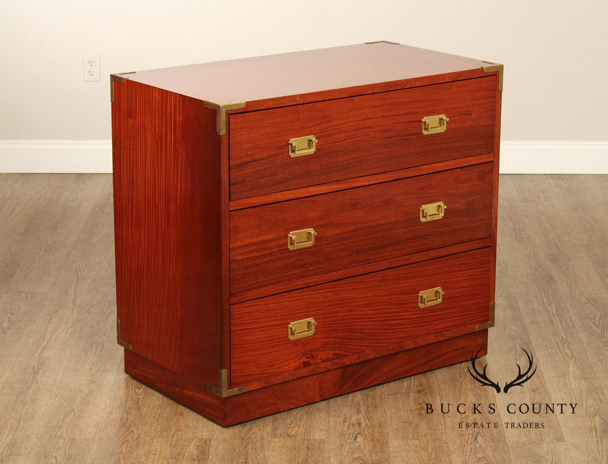 Campaign Style Brass Bound Rosewood Chest of Drawers