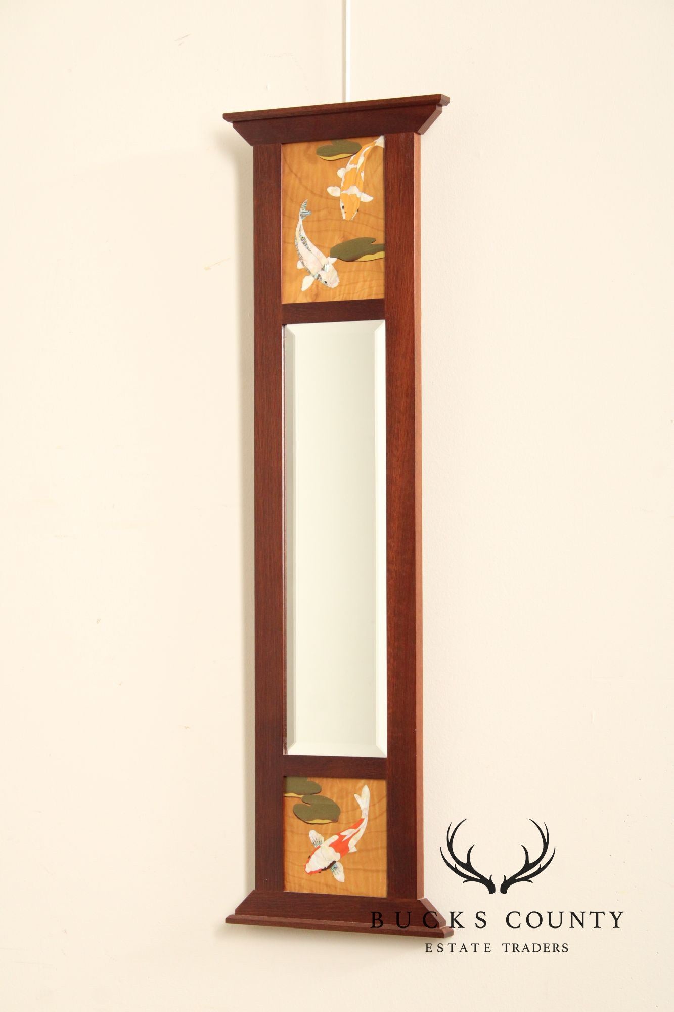 Hudson River Inlay 'Koi Pond' Accent Trumeau Mirror