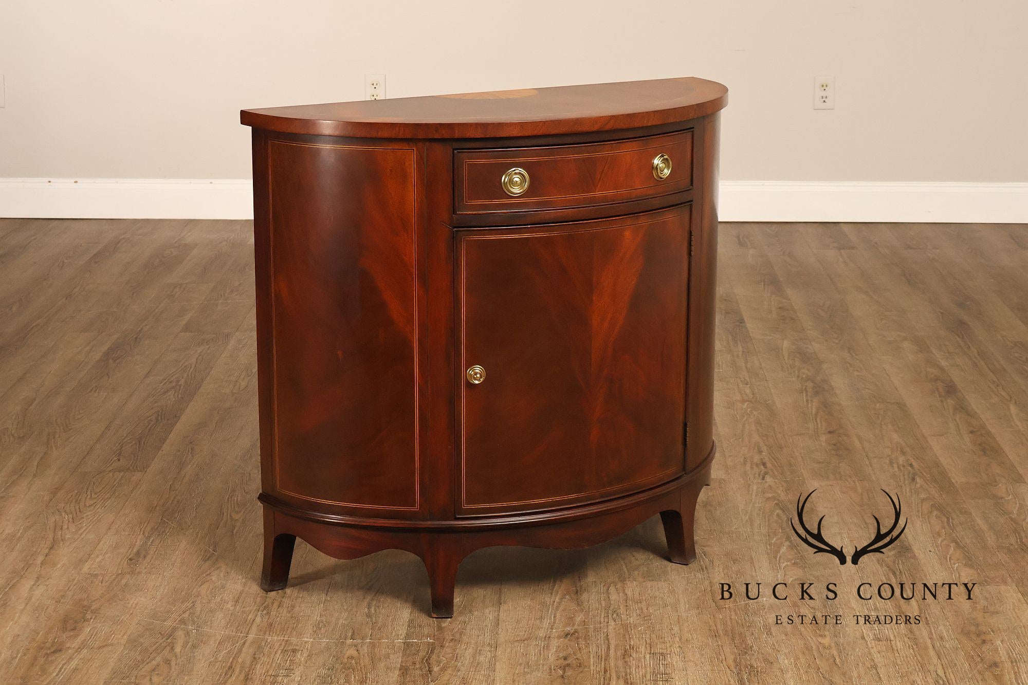 Henkel Harris Mahogany Demilune Console Cabinet Console