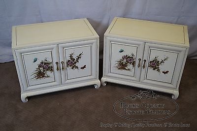 Quality Pair of Hand Painted Asian Style Nightstands