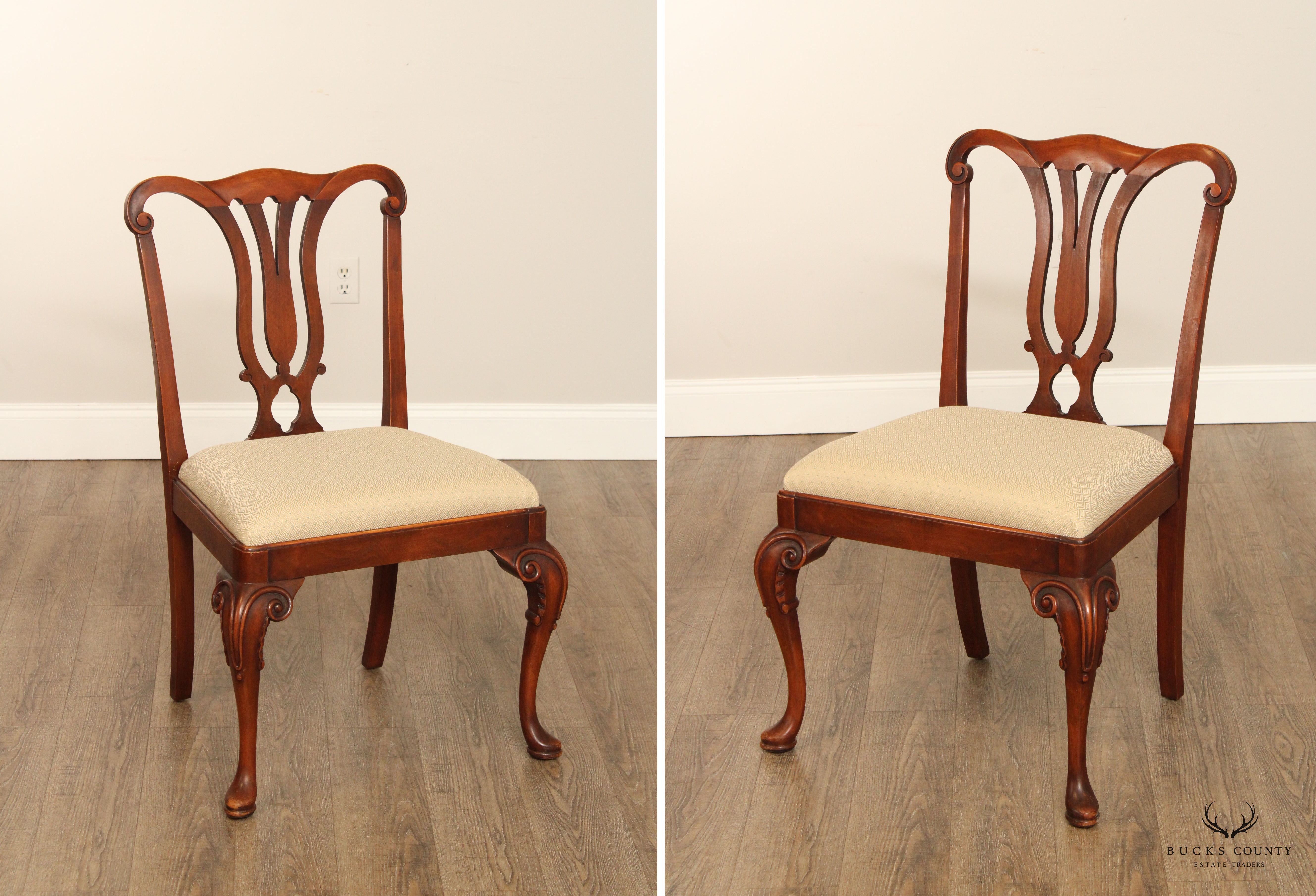 1930's Georgian Style Set of Six Carved Frame Dining Chairs