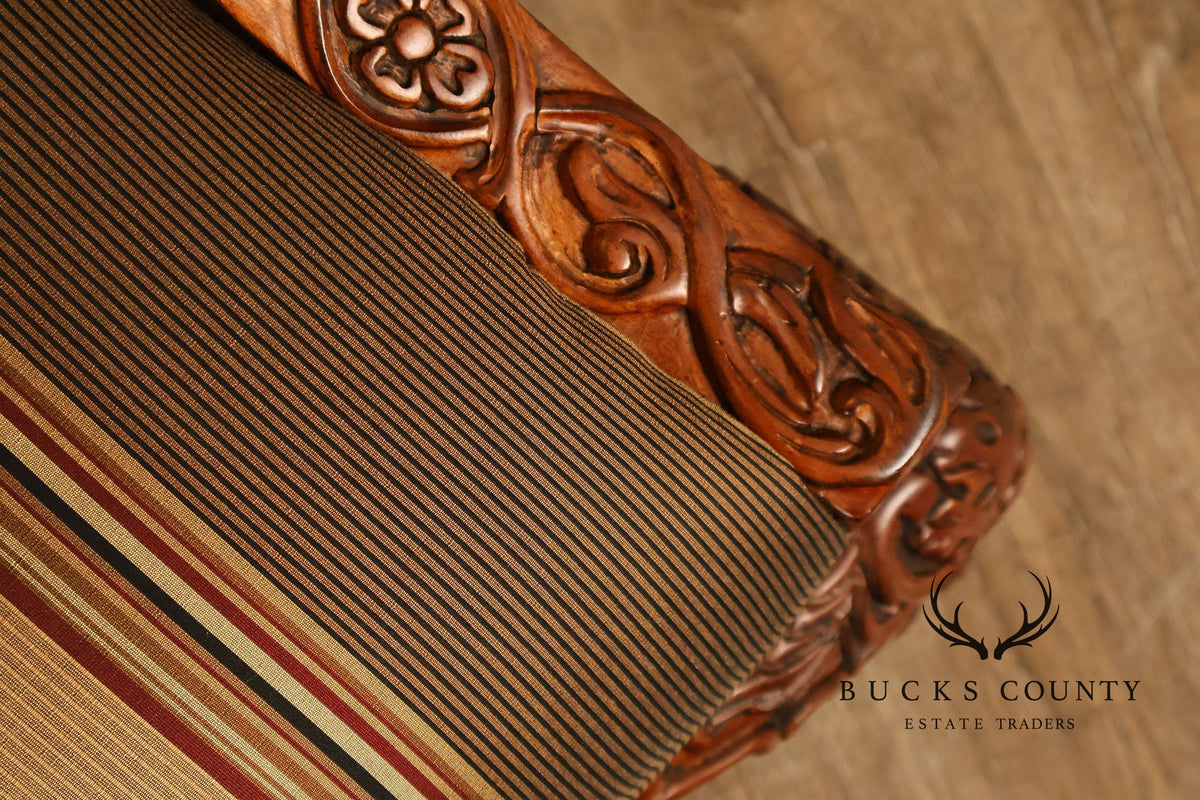 Century Chair Co. Traditional Chippendale Style Carved Upholstered Armchair