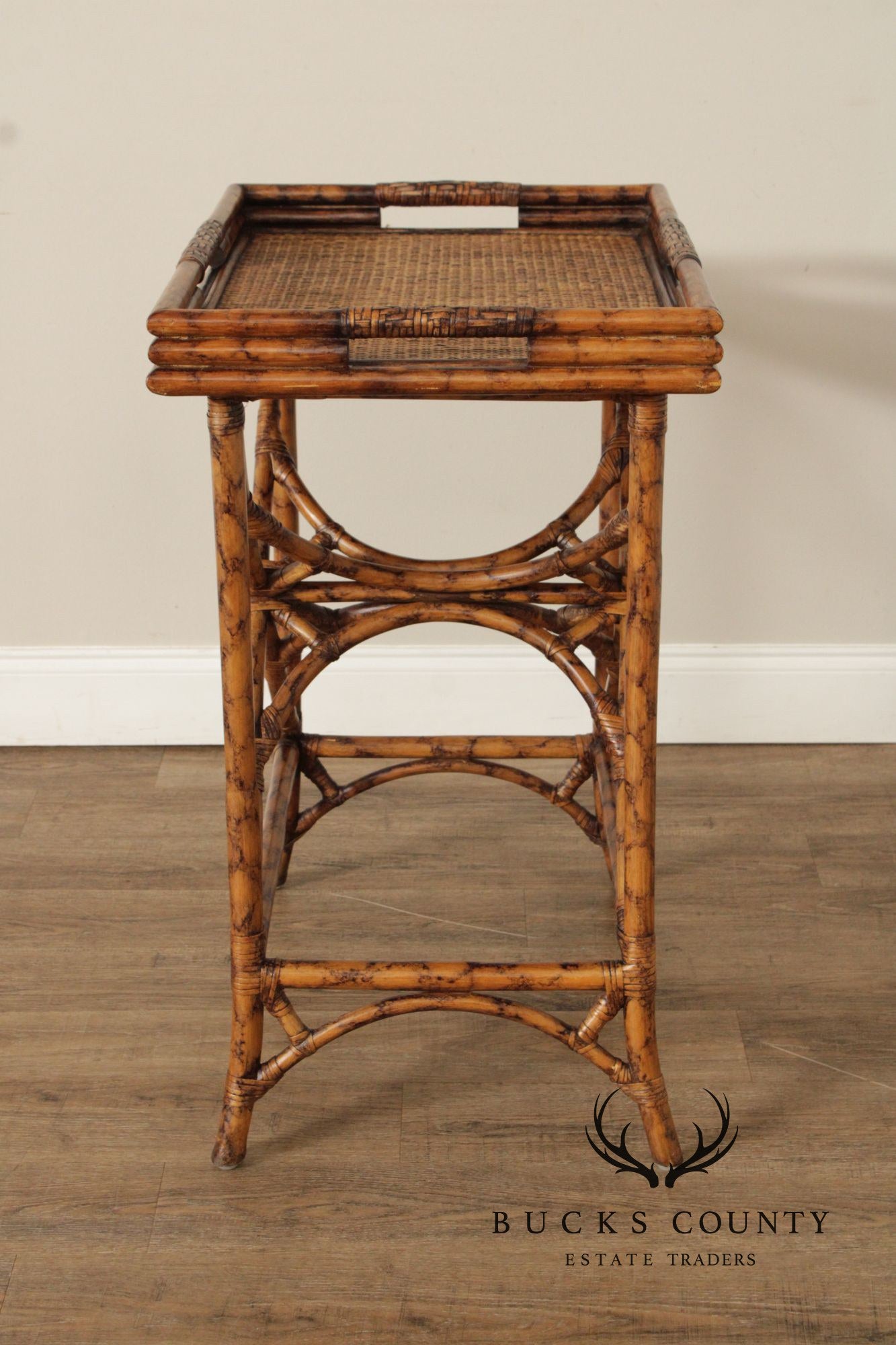 Vintage Bamboo and Rattan Server Tray Table