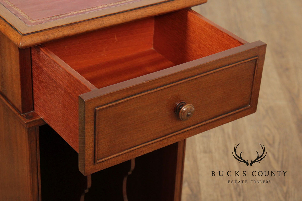 Traditional Style Small Mahogany Ledger Cabinet With Vertical Slots And Single Drawer