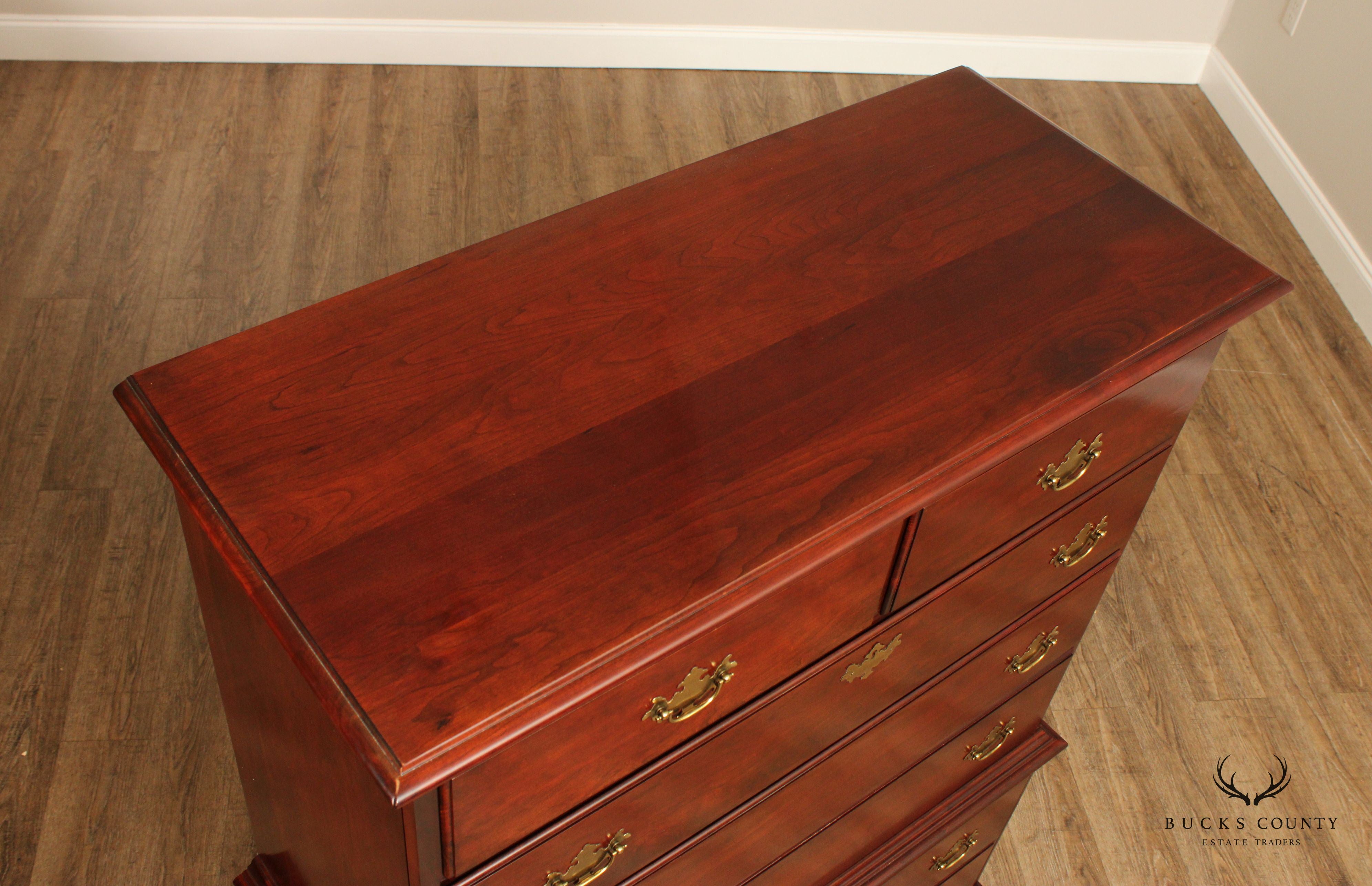 Nathan Hale Chippendale Style Vintage Cherry Tall Chest