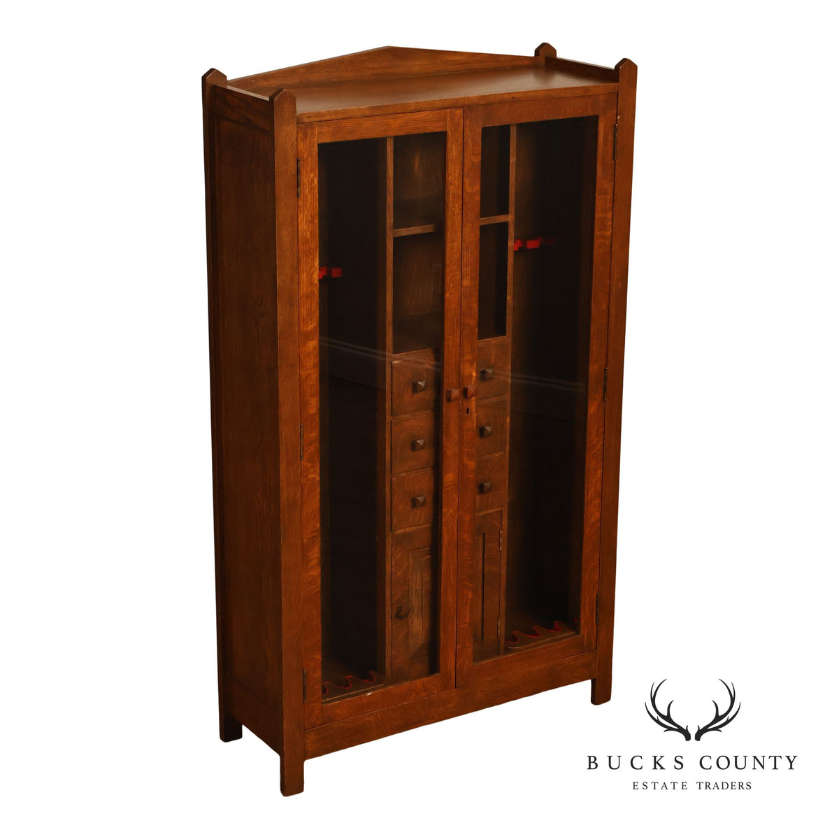 Antique Grand Rapids Mission Oak Gun Cabinet