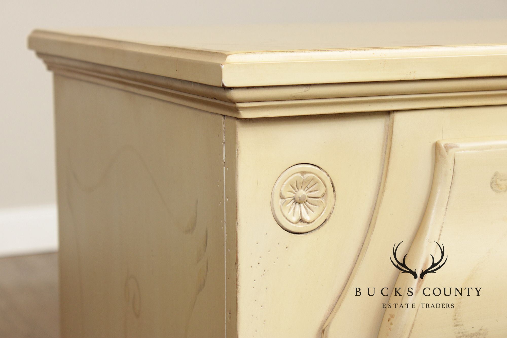 Ethan Allen Paint Decorated 'Maison' Bombe Chest of Drawers