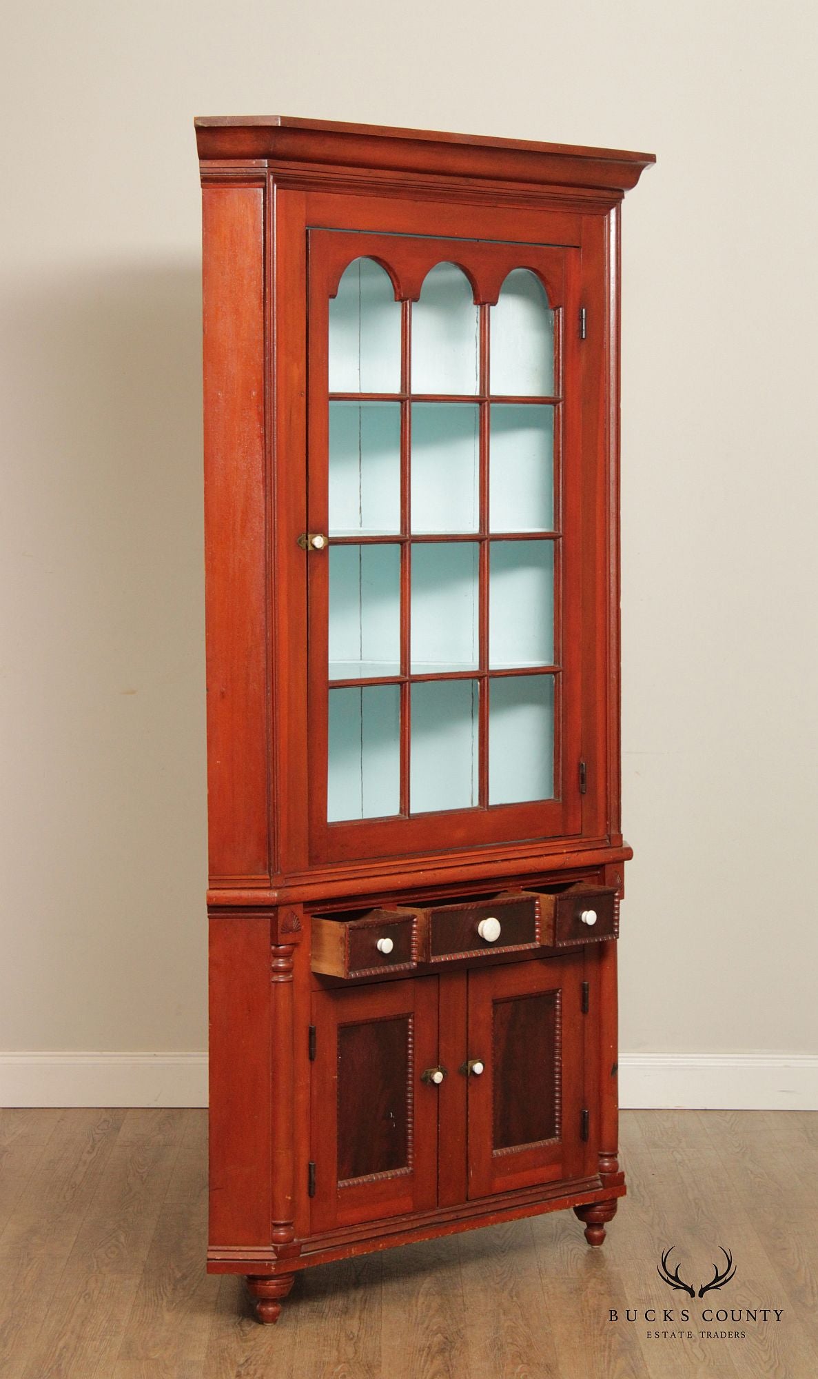 Antique American Farmhouse Cherry Corner Cabinet