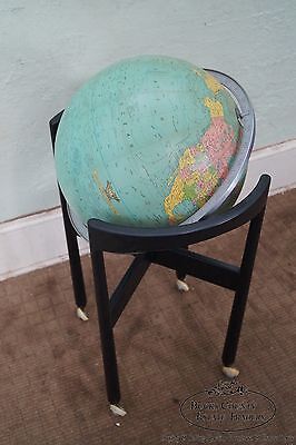 Jens Risom Hans Knoll Mid Century Black Wood Frame Globe on Stand