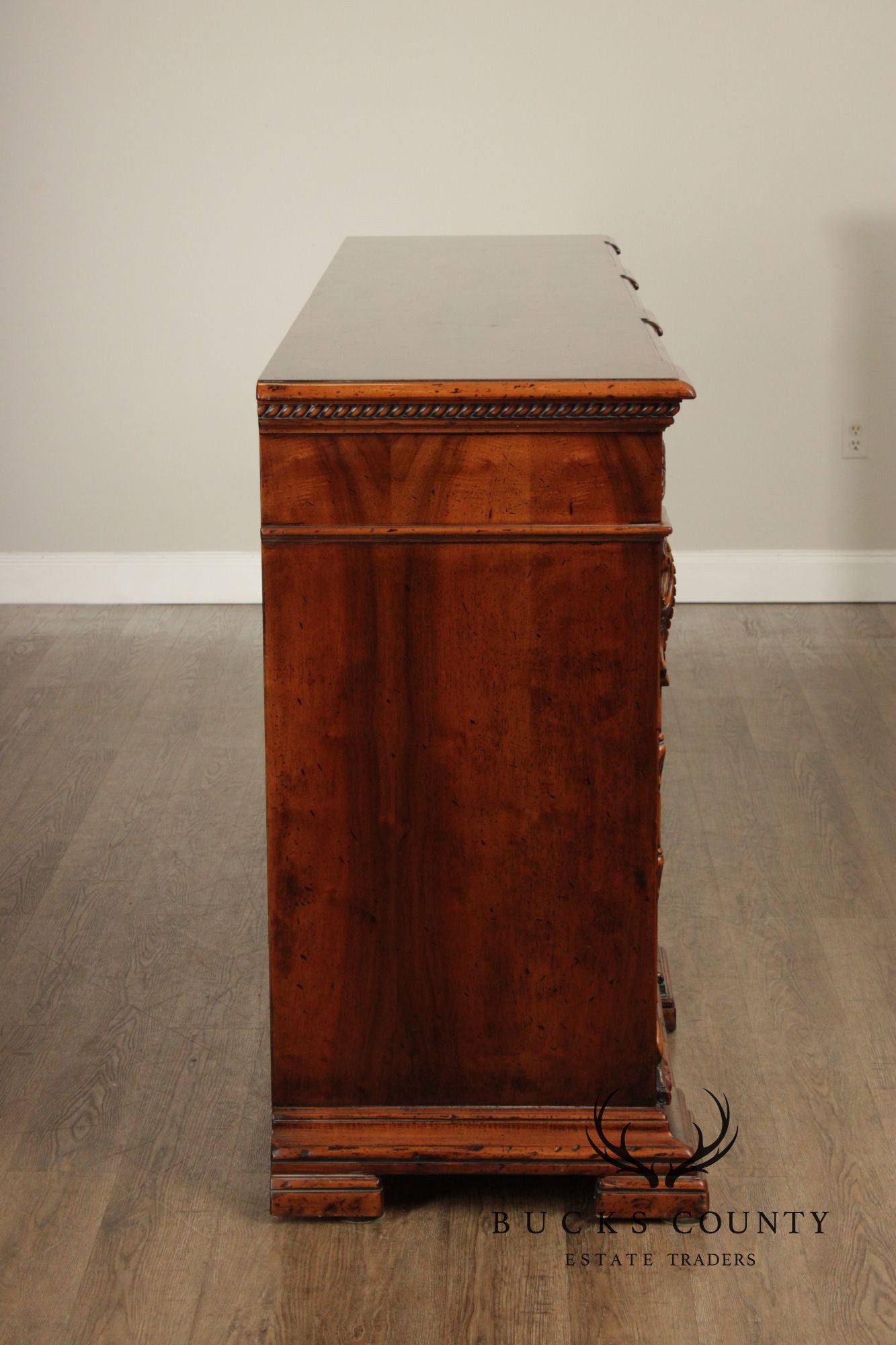Francesco Molon XVI Century Style Large Walnut Carved Sideboard