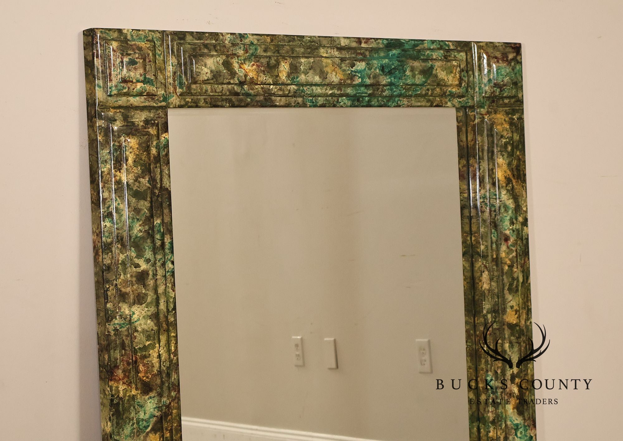 Faux Marble Geometric Framed Wall Mirror 47' x 36"