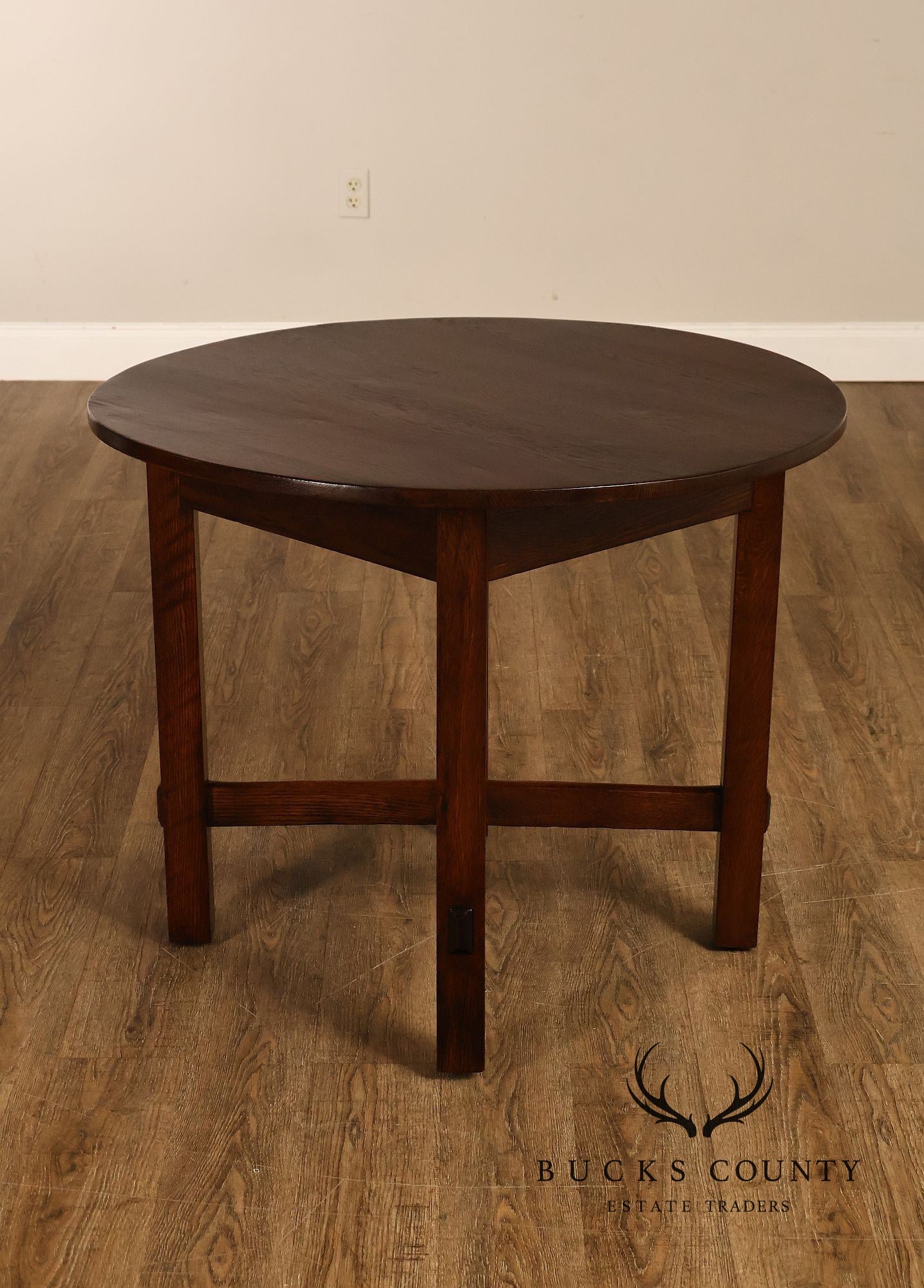 National Furniture Company Antique Mission Oak Round Lamp Table