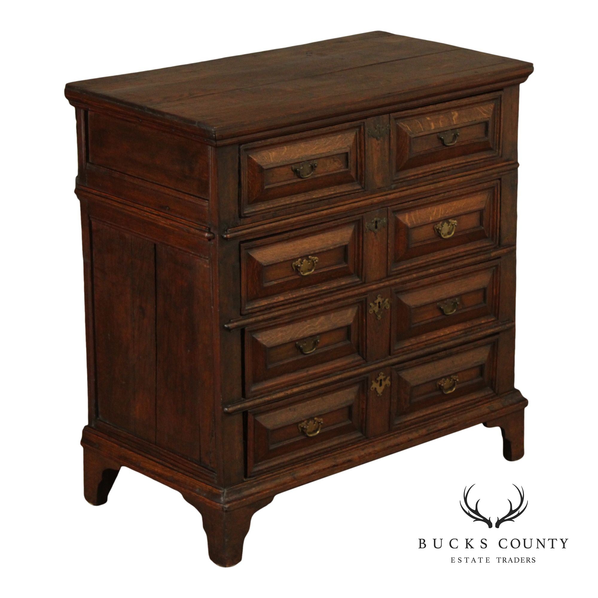 Antique English Charles II Style Oak Chest of Drawers
