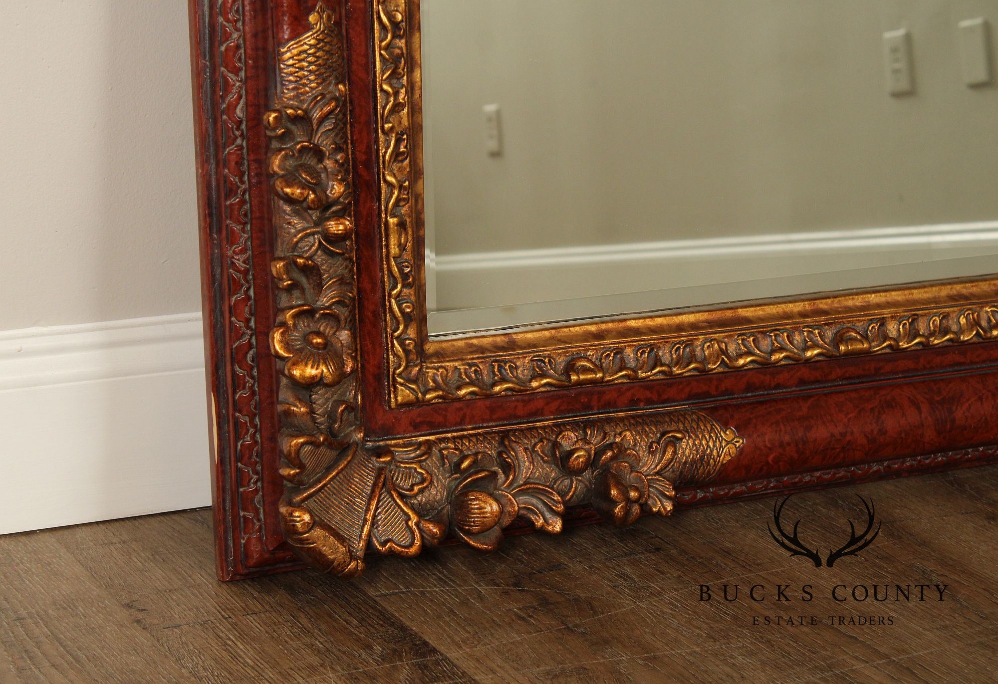 Italian Rococo Style Partial Gilt Carved Frame Wall Mirror