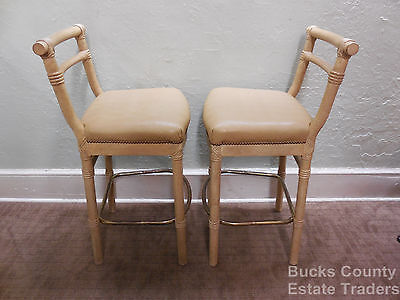 Quality Pair of Faux Bamboo Crackle Paint Bar Stools