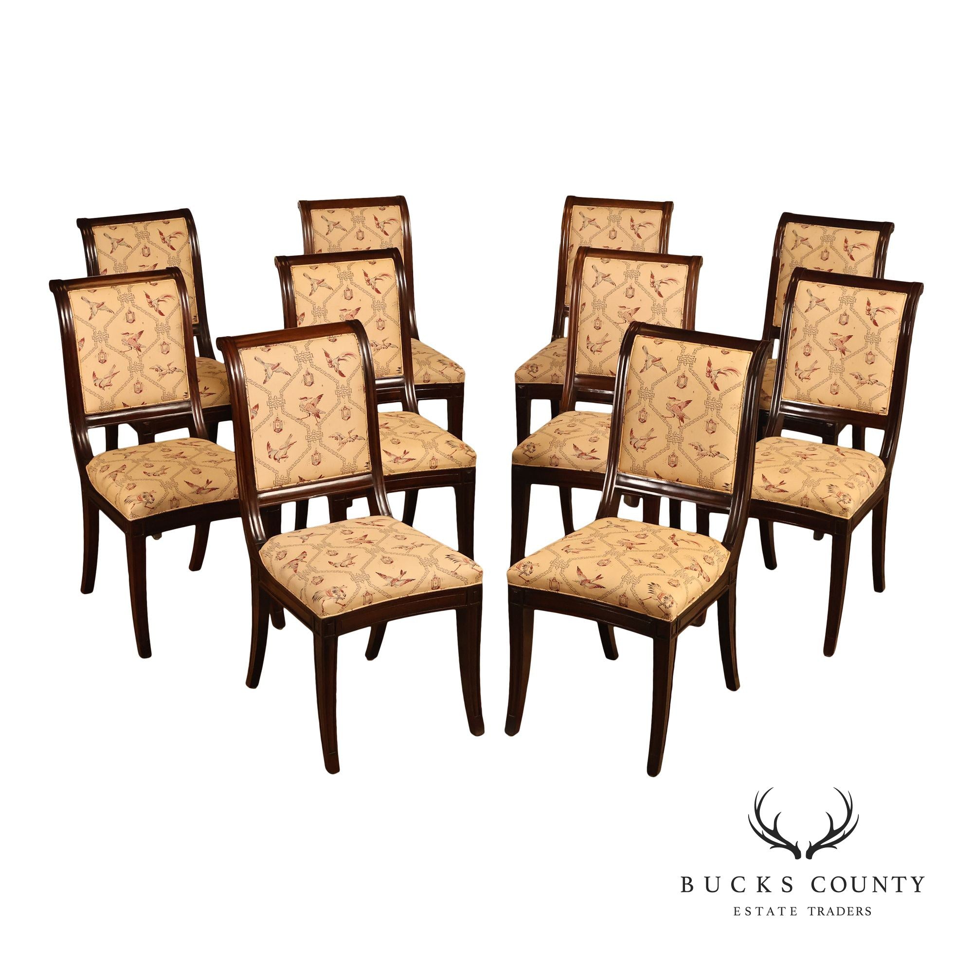 Empire Style Set of Ten Mahogany Dining Chairs