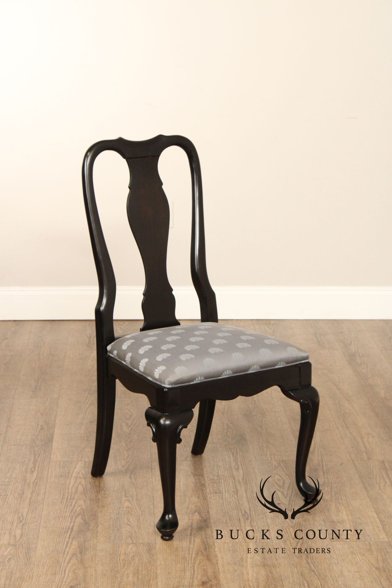 Century Furniture Ebonized Set of Six Queen Anne Style Dining Chairs