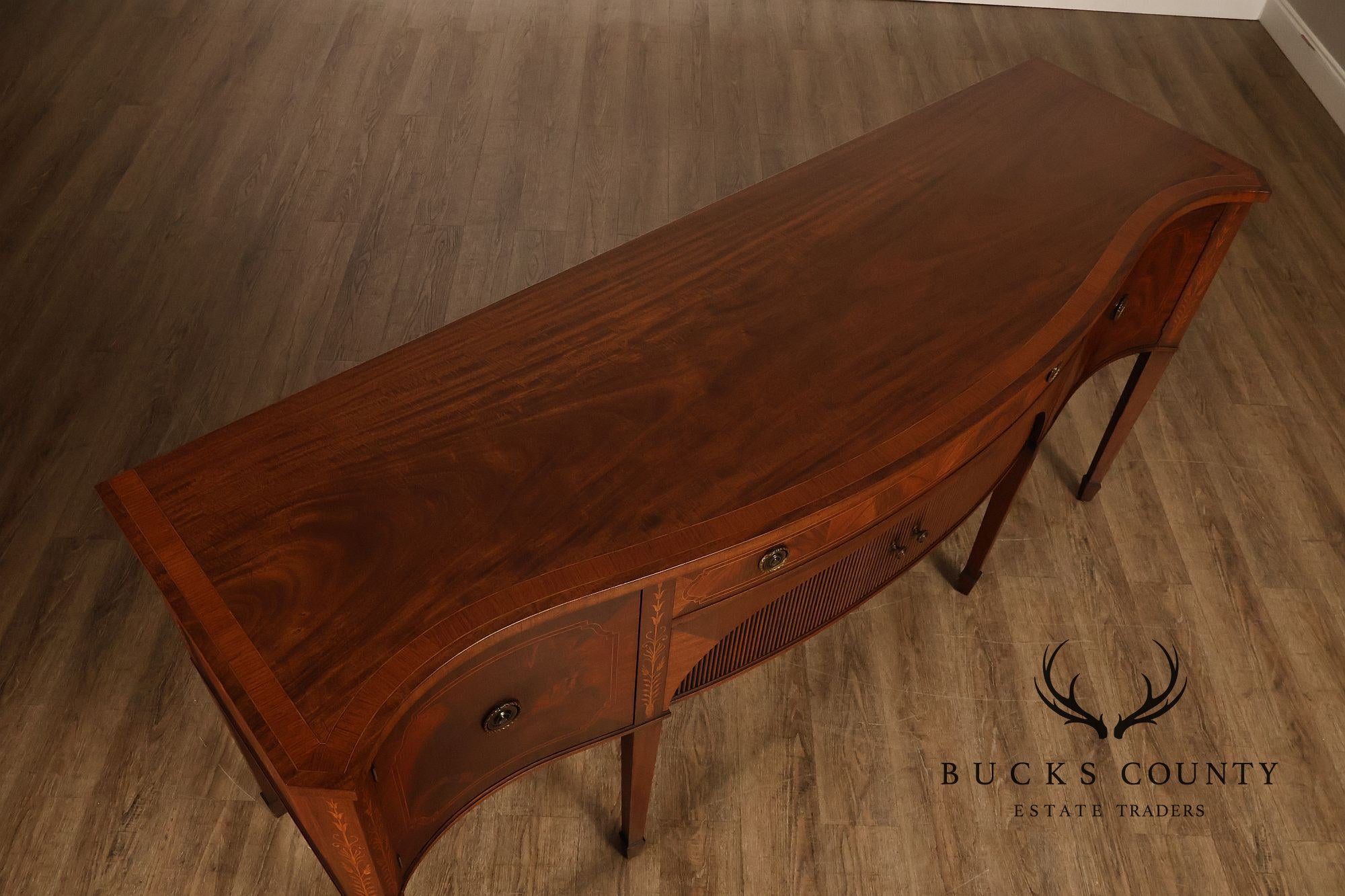 Federal Style  Custom Mahogany Sideboard With Inlay And Tambour Door