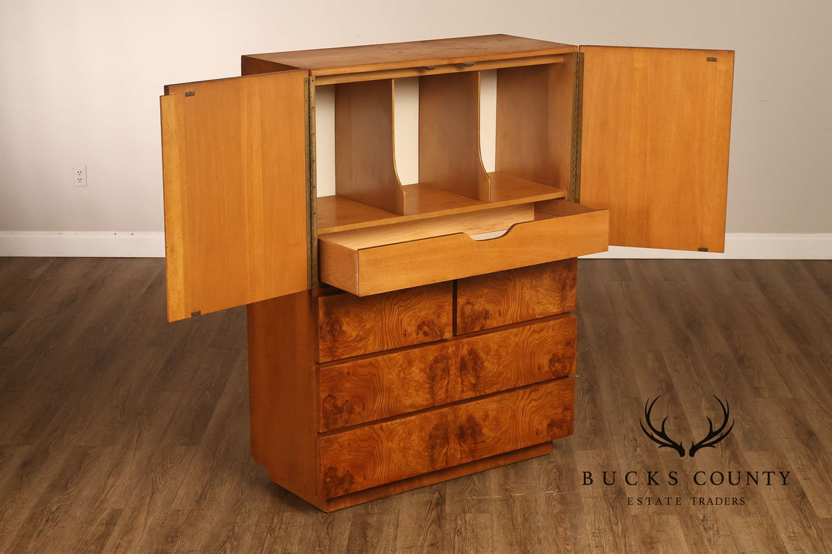 Lane Mid Century Modern Burlwood Armoire