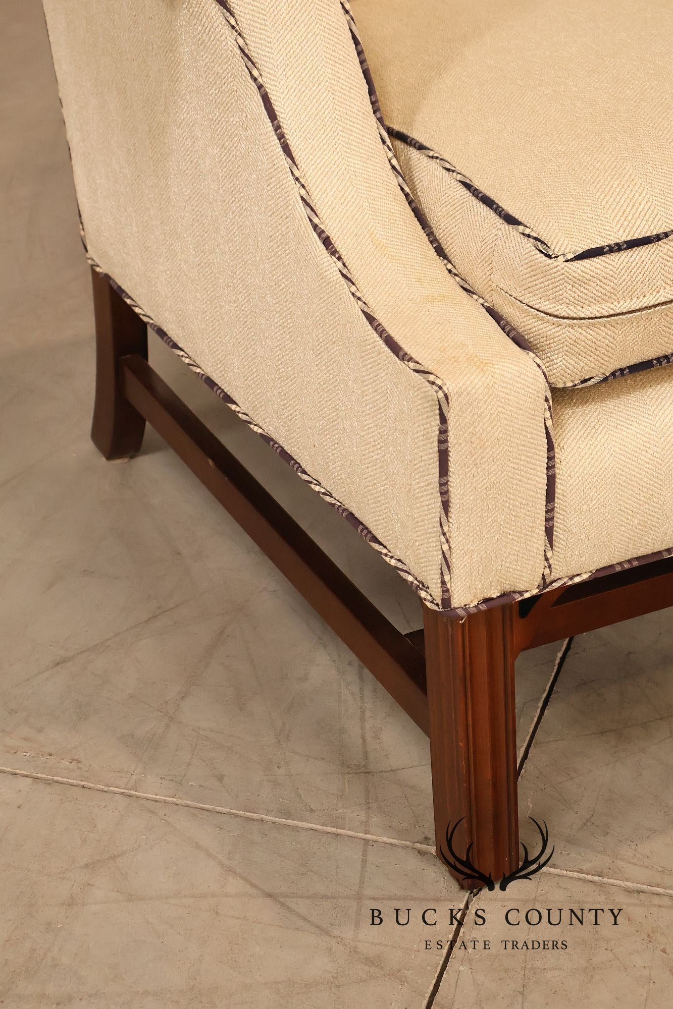 Ethan Allen Vintage Chippendale Style Upholstered Loveseat