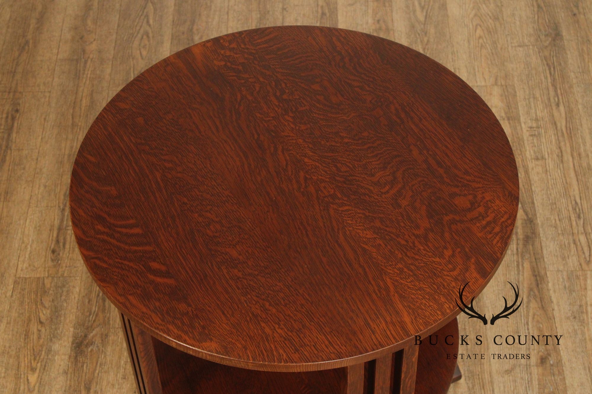 Stickley Mission Collection Oak Round Lamp Table