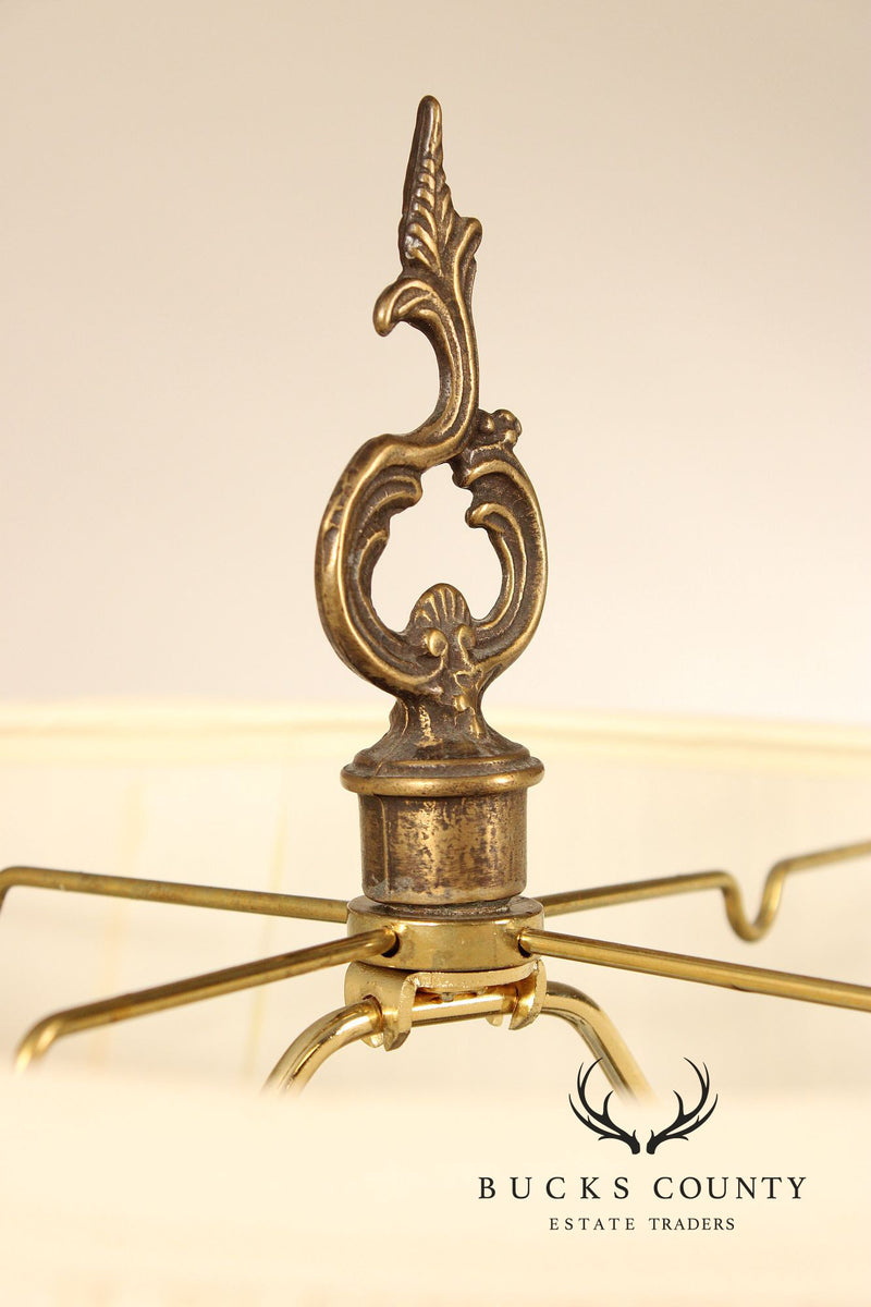 Brevettato Italian Brass and Marble Candelabrum Table Lamp