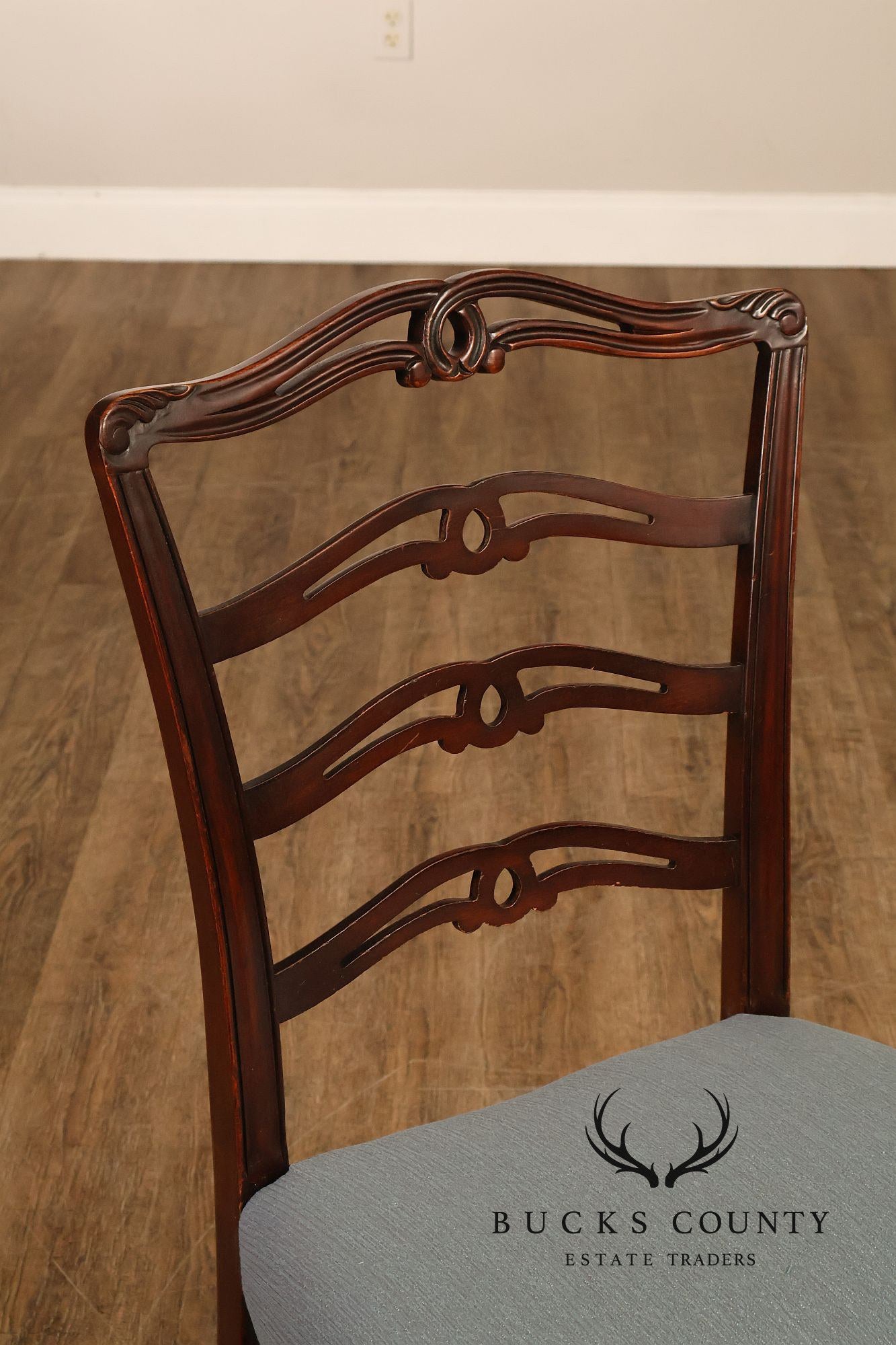 1940's Chippendale Style Set Of Six Mahogany Ladder Back Dining Chairs