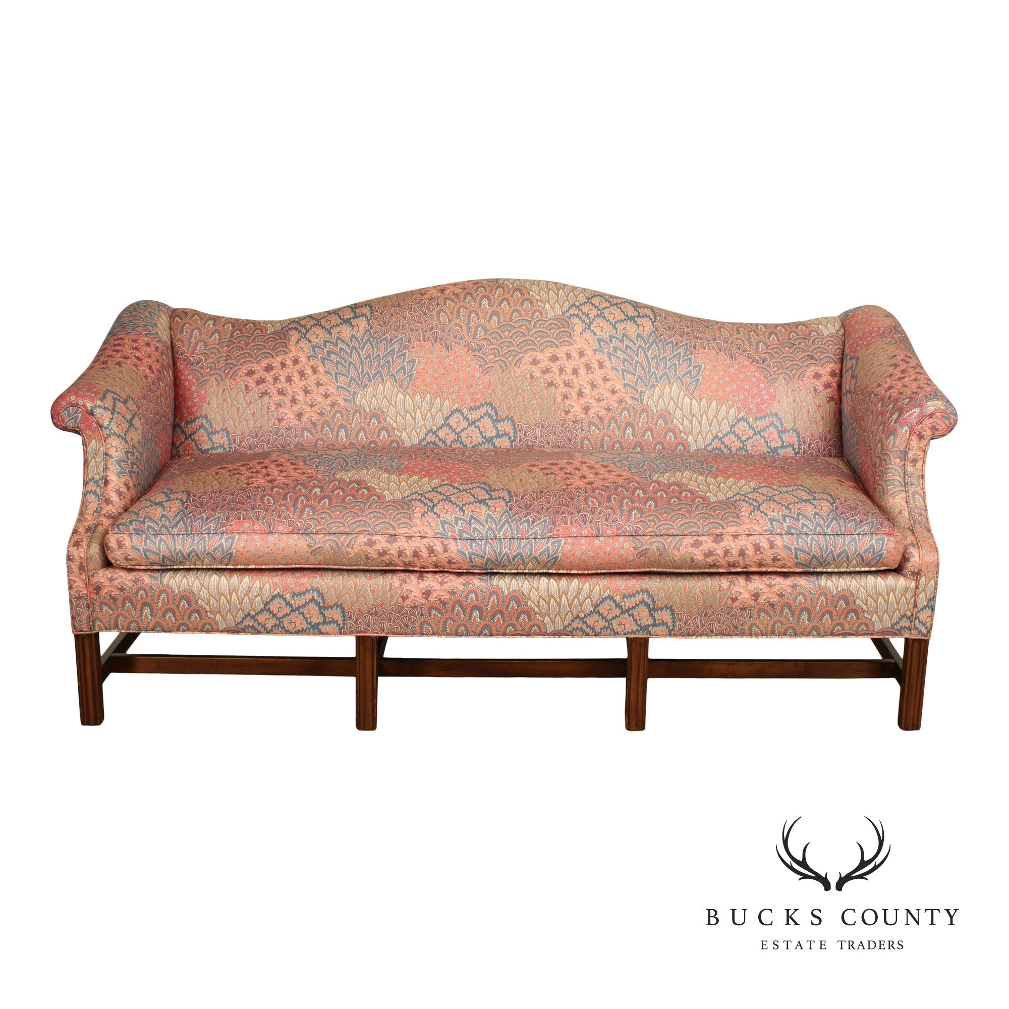 Chippendale Style Vintage Camelback Sofa