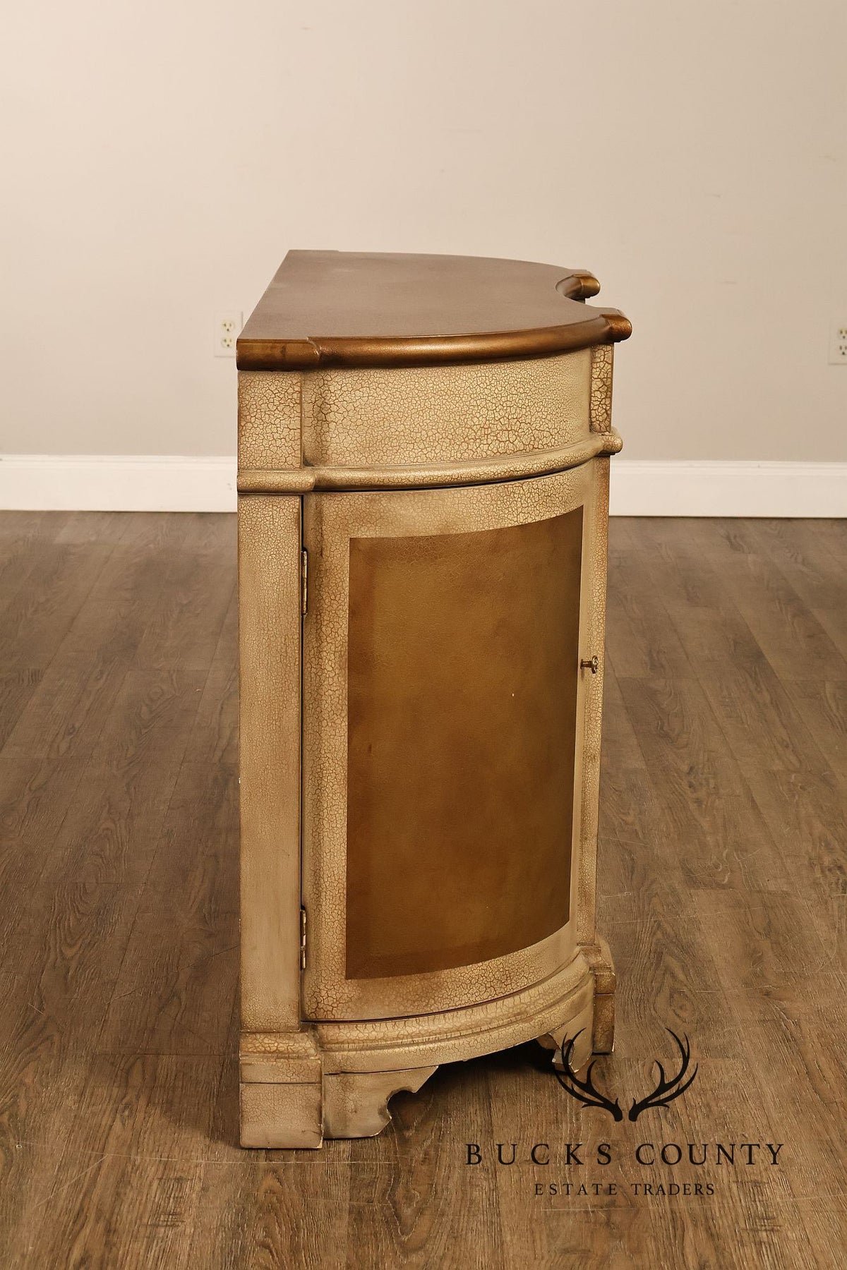 Painted Demilune Three Door Sideboard Cabinet
