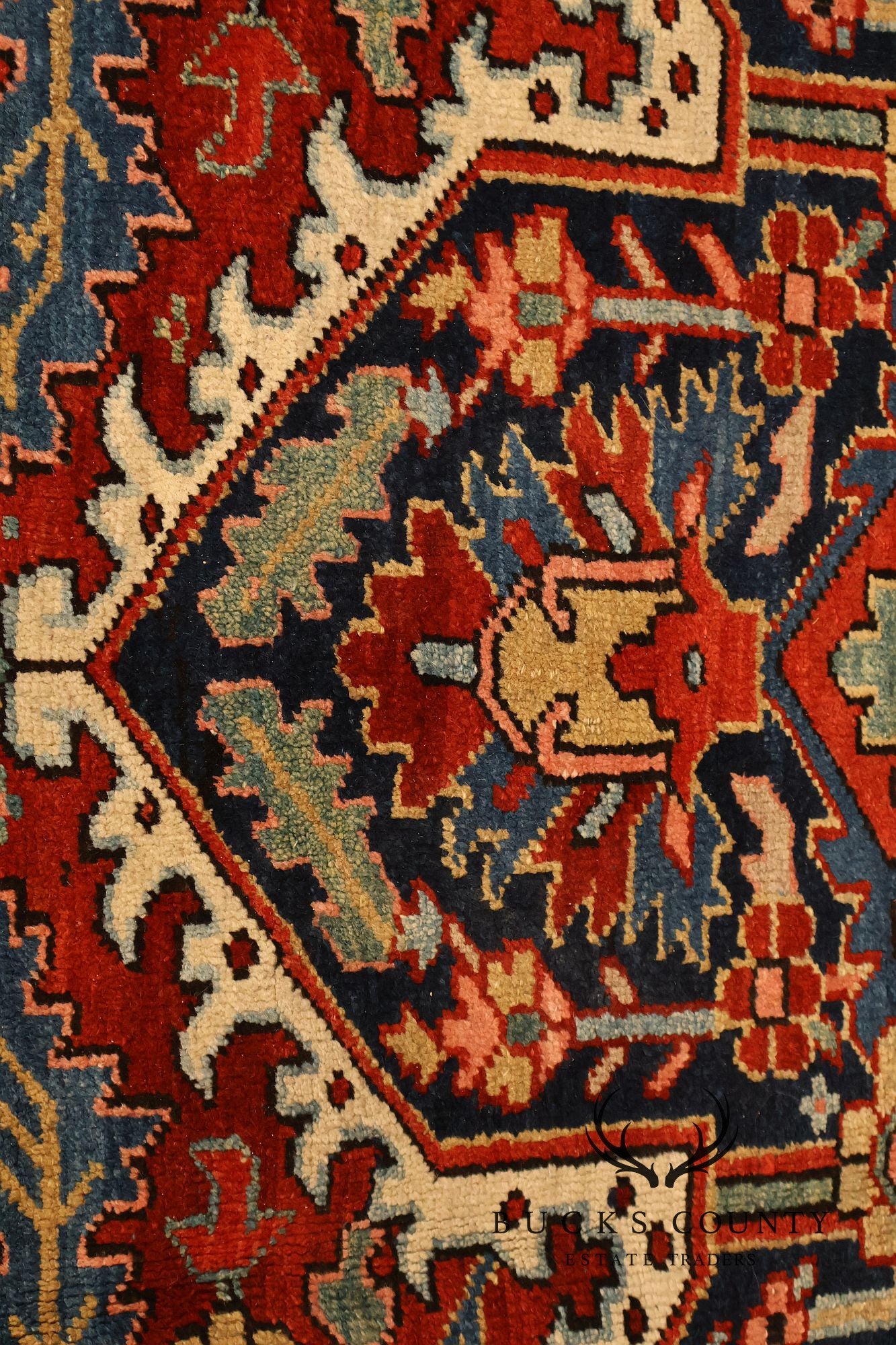 Antique Hand Knotted Persian Heriz Room Size Rug  12' X 15'