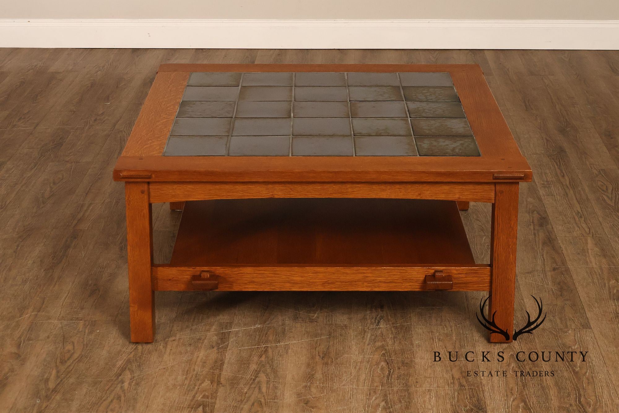 Stickley Mission Collection Tile Top Square Oak Coffee Table