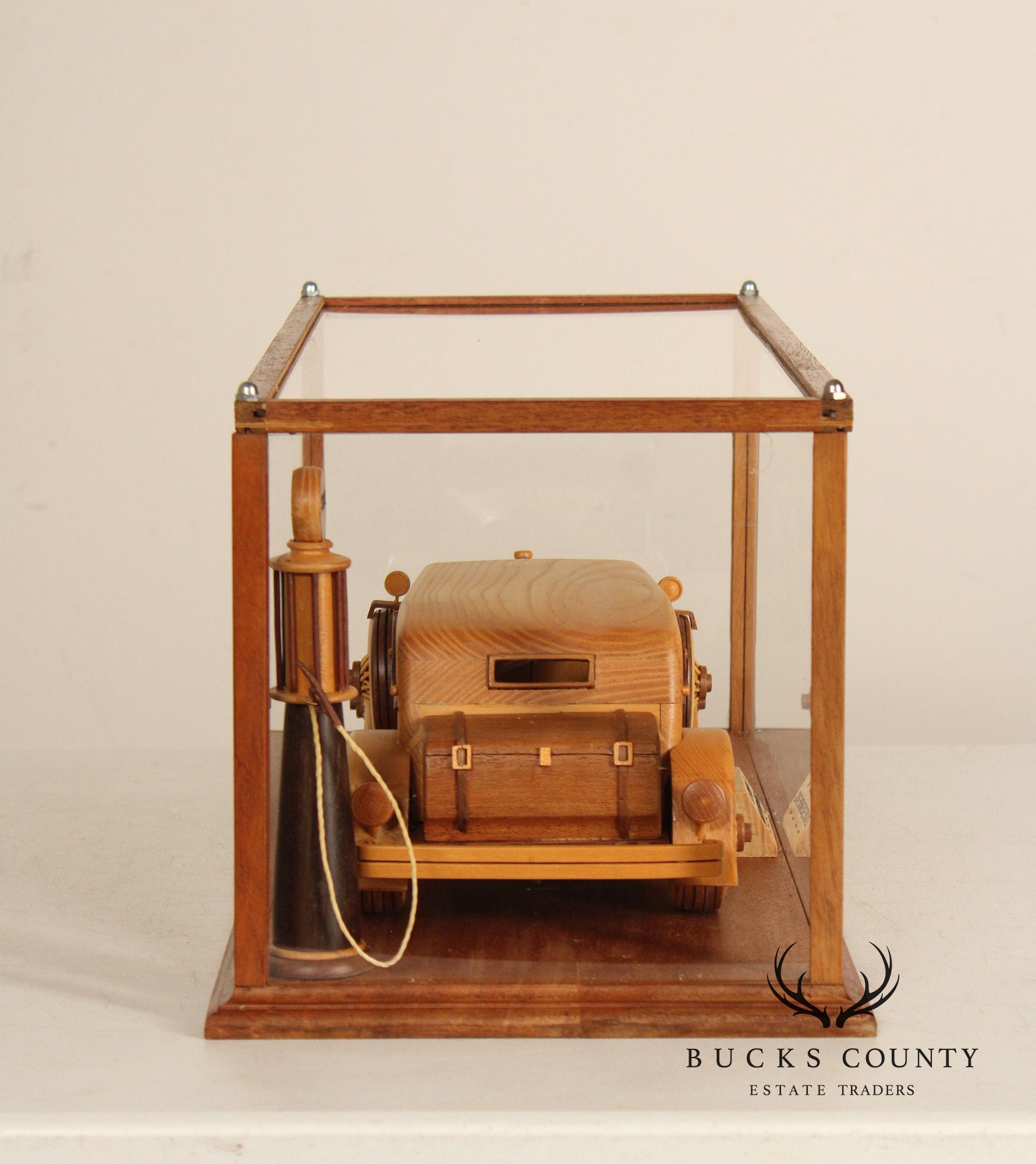 Carved Wood 1930 Duesenberg Model J in Display Case