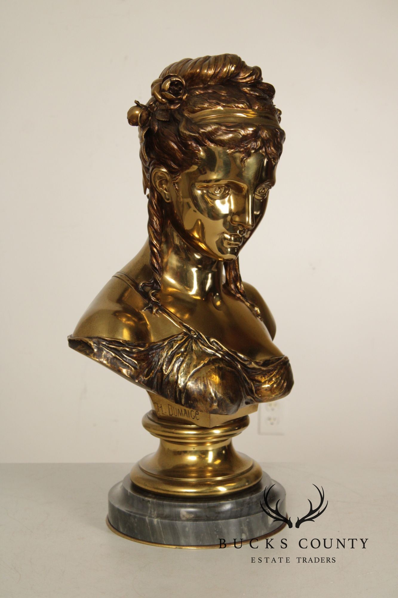 Etienne-Henri Dumaige Gilt Bronze Bust of a Woman