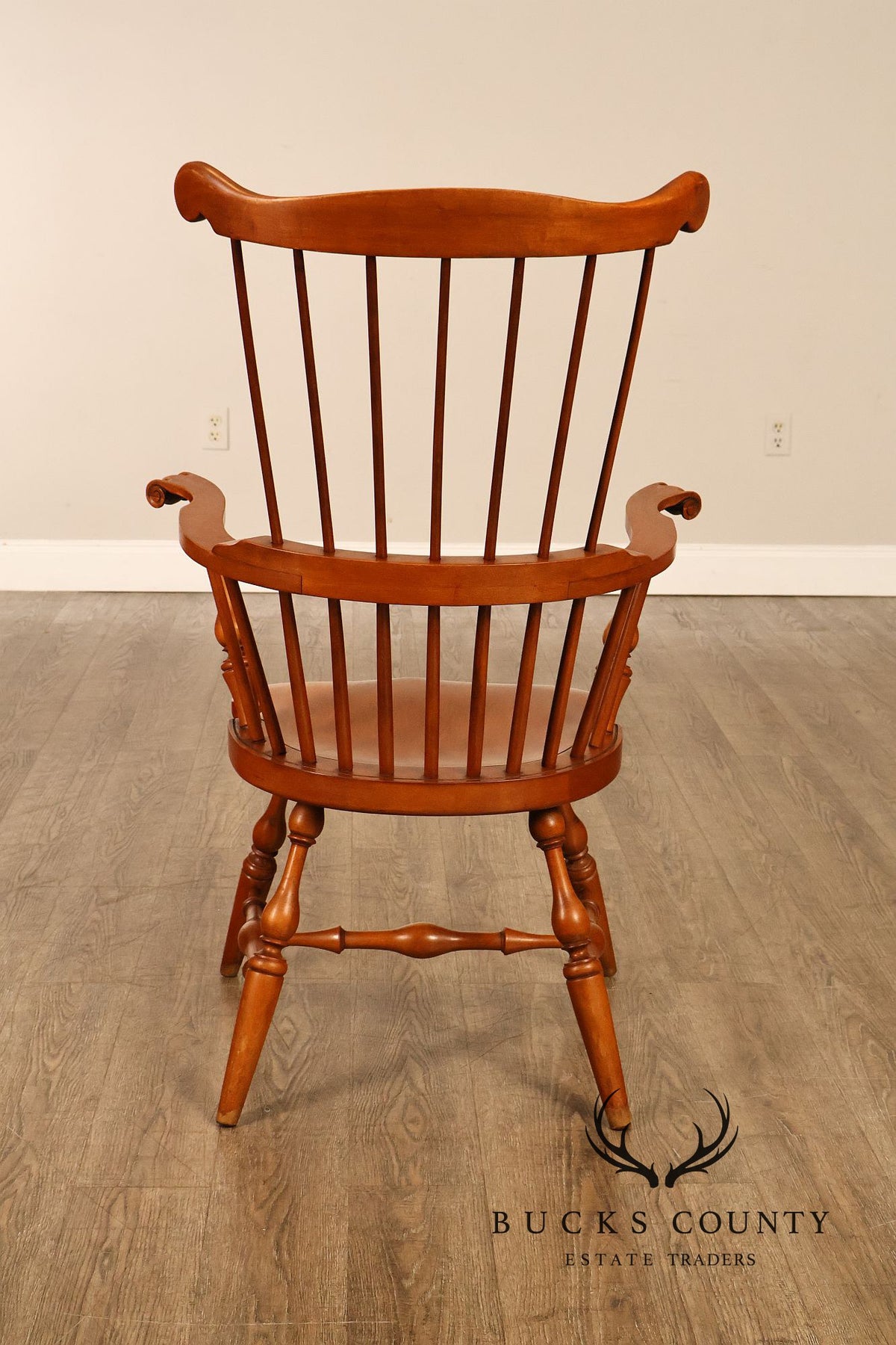 Conant Ball Maple Windsor Armchair With Scroll Crest Rail
