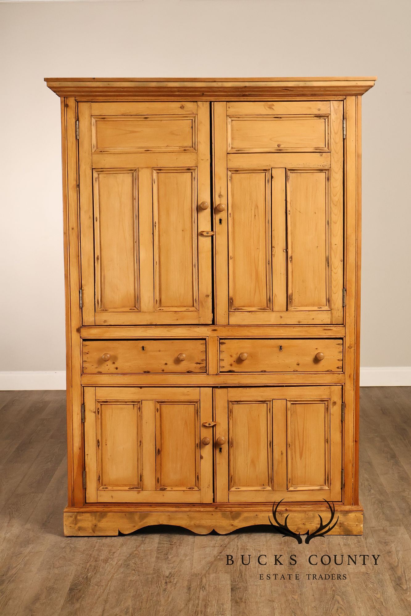 Pine Country Style Armoire Cabinet With Drawers