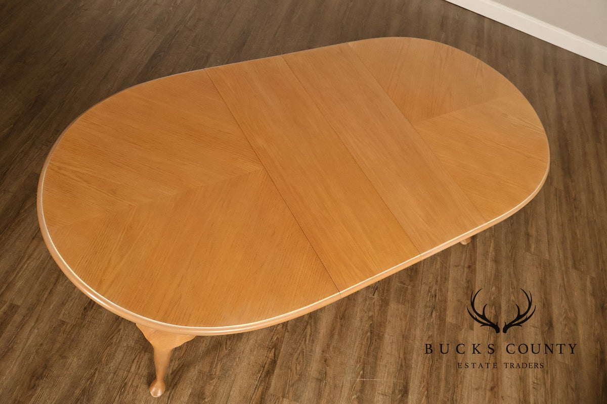 Vintage Hespeler Furniture Dining Table With Two Leaves And Six Dining Chairs