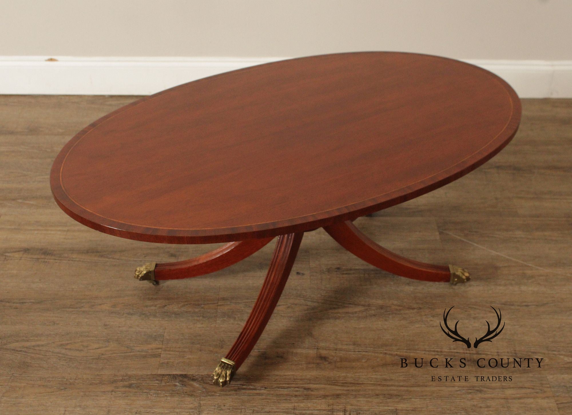 Councill English Regency Style Mahogany Oval Coffee Table