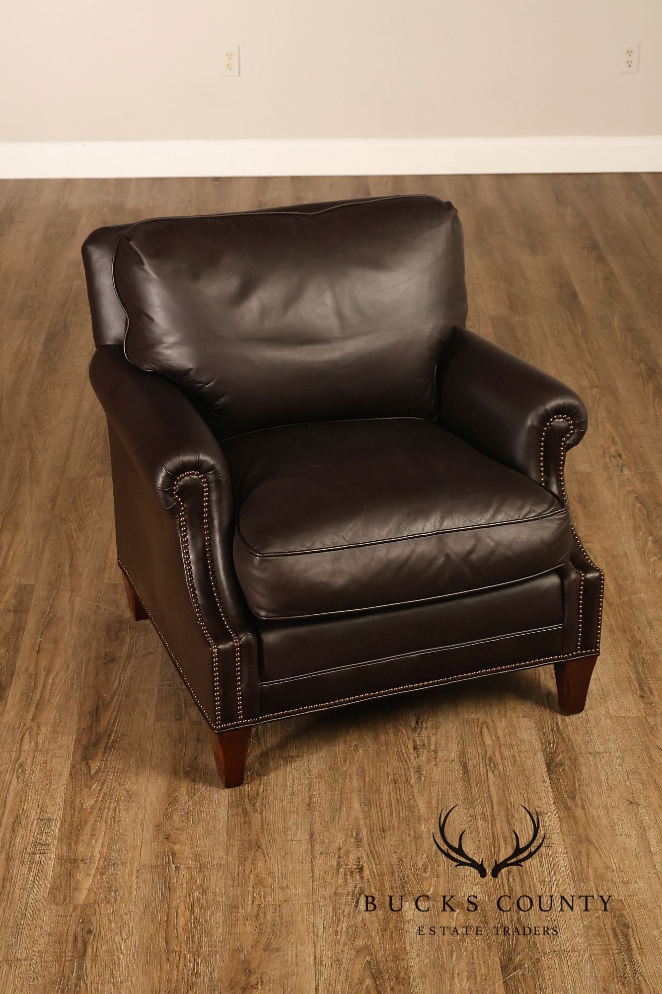 Baker Furniture Pair of Leather Club Chairs