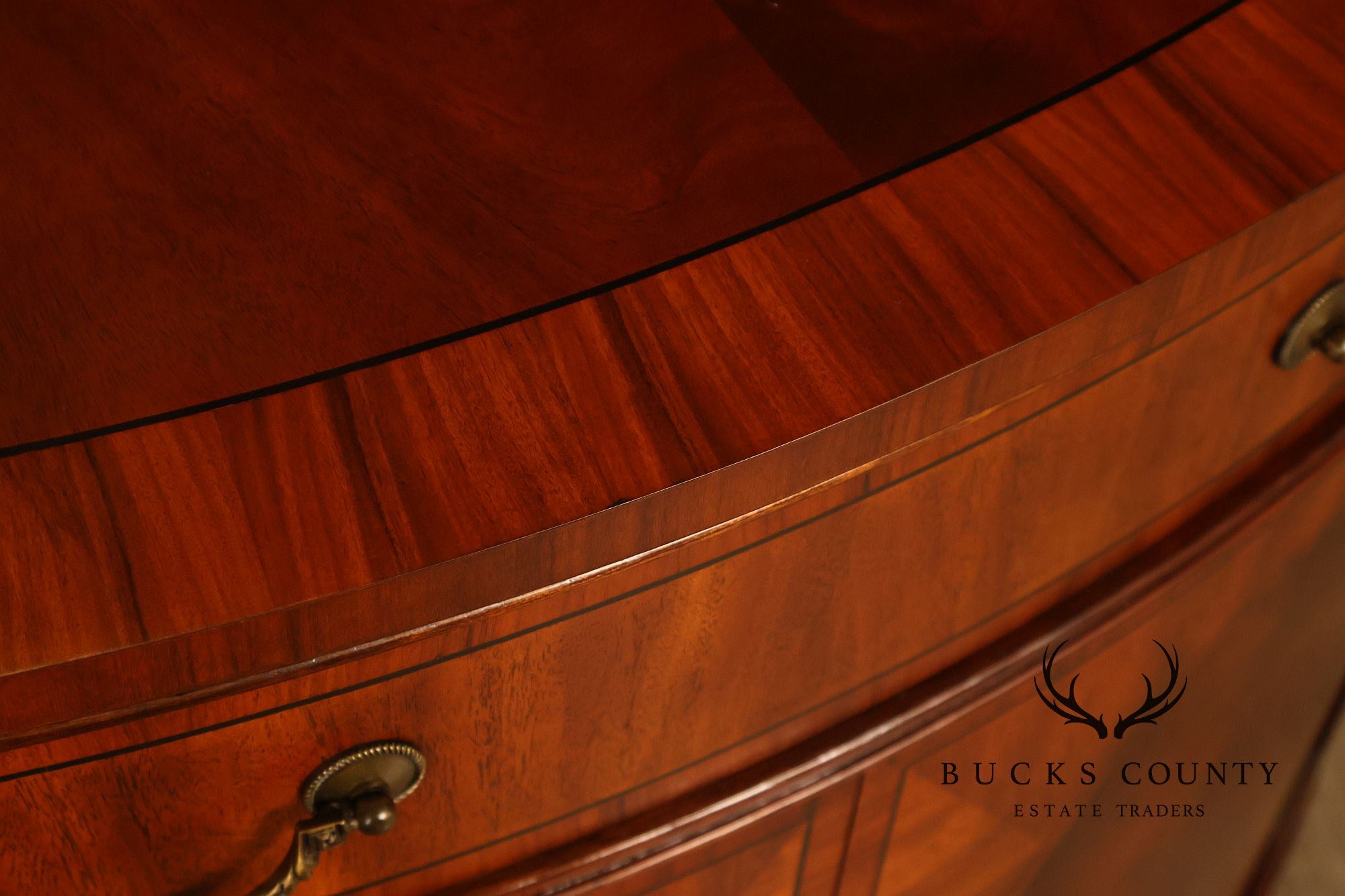 Ethan Allen Mahogany Newport Collection Demilune Cabinet Console
