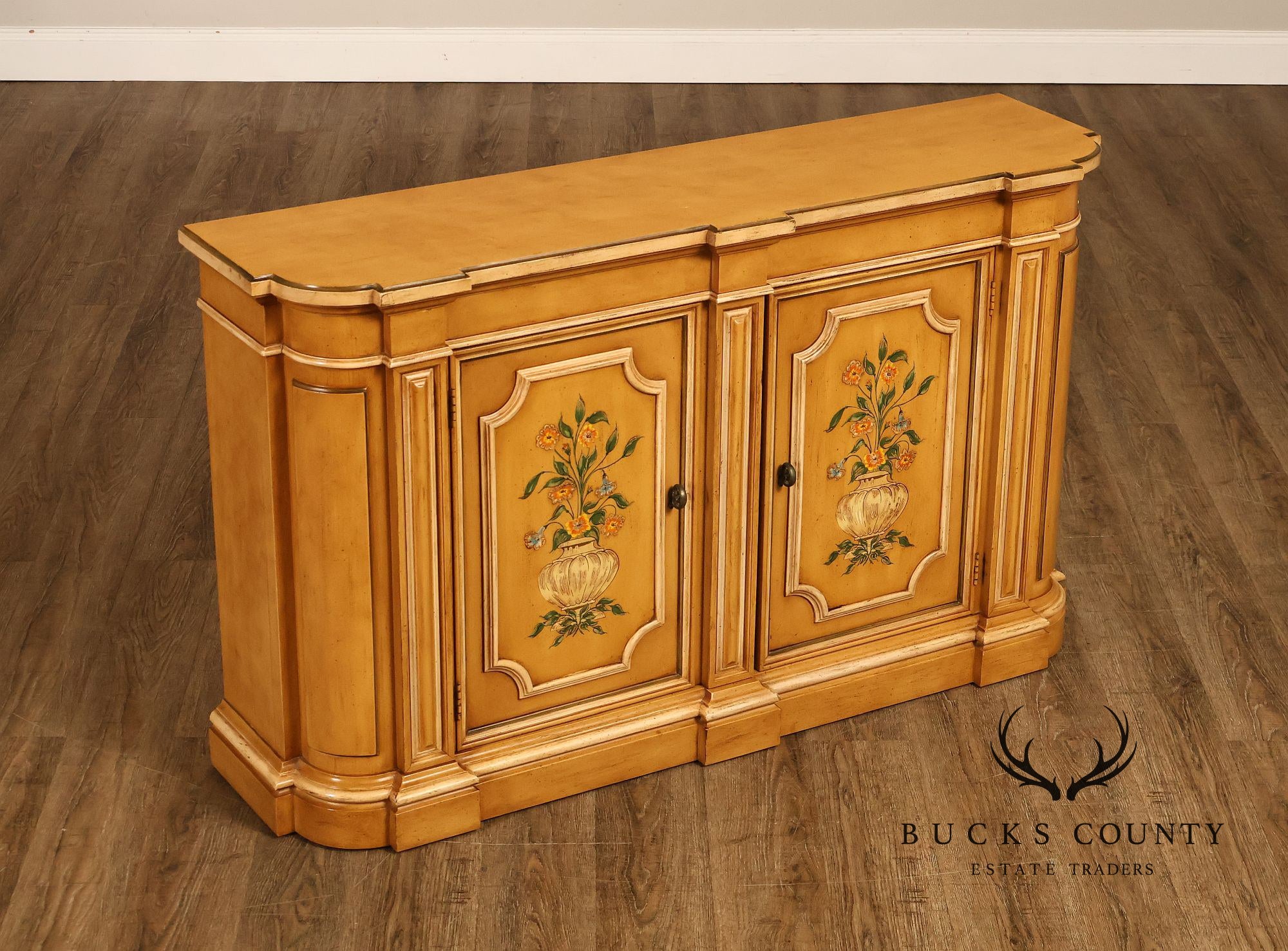 Italian Style Floral Painted Two-Door Sideboard