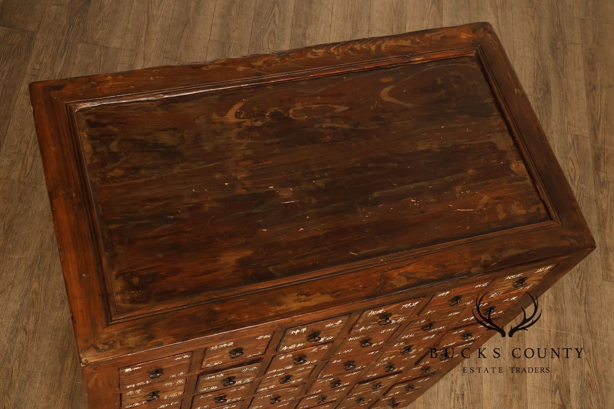 Antique Chinese Elm Wood Apothecary Cabinet With Multiple Drawers