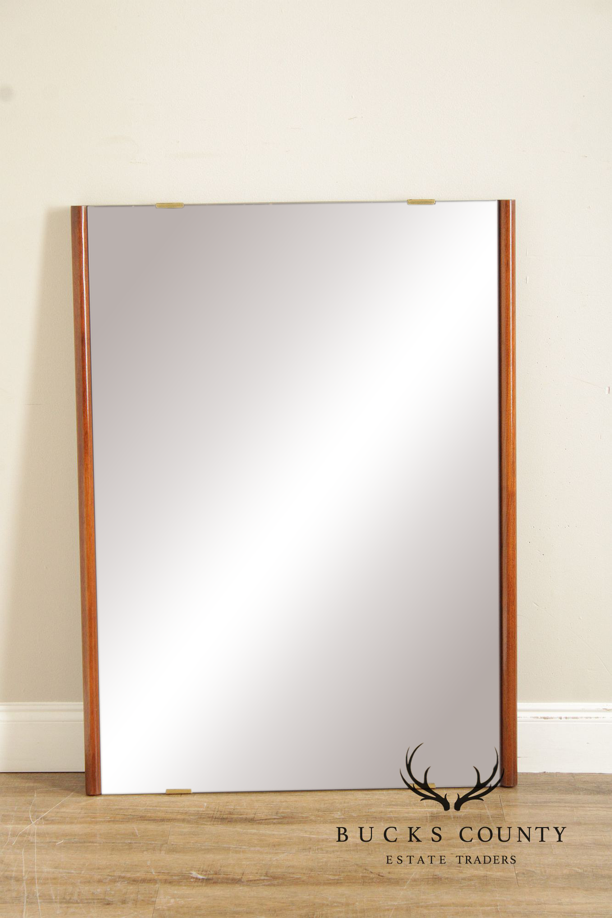 Mid Century Modern Walnut Framed Rectangular Wall Mirror
