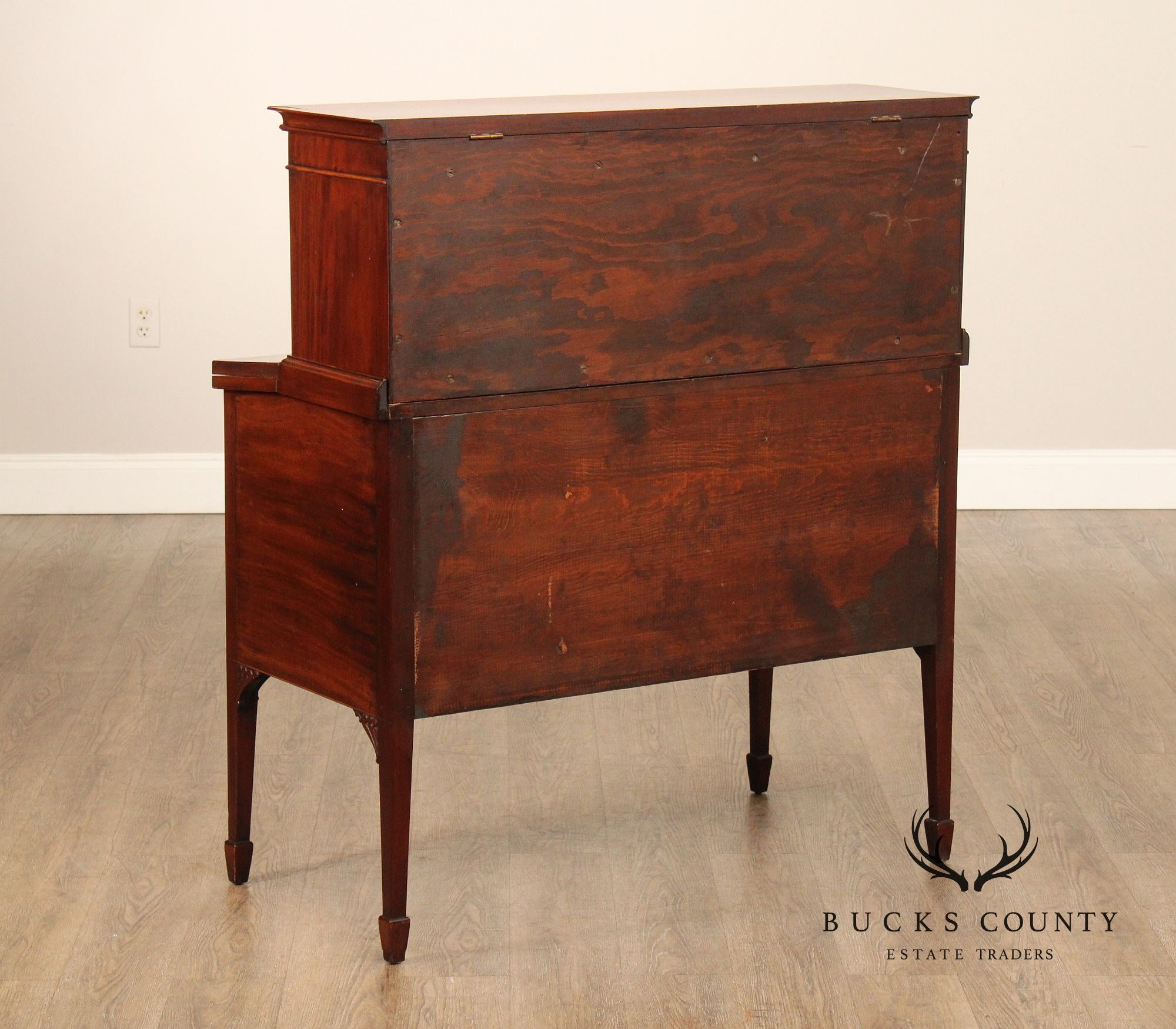 Federal Style Inlaid Mahogany And Tiger Maple Tambour Door Writing Desk