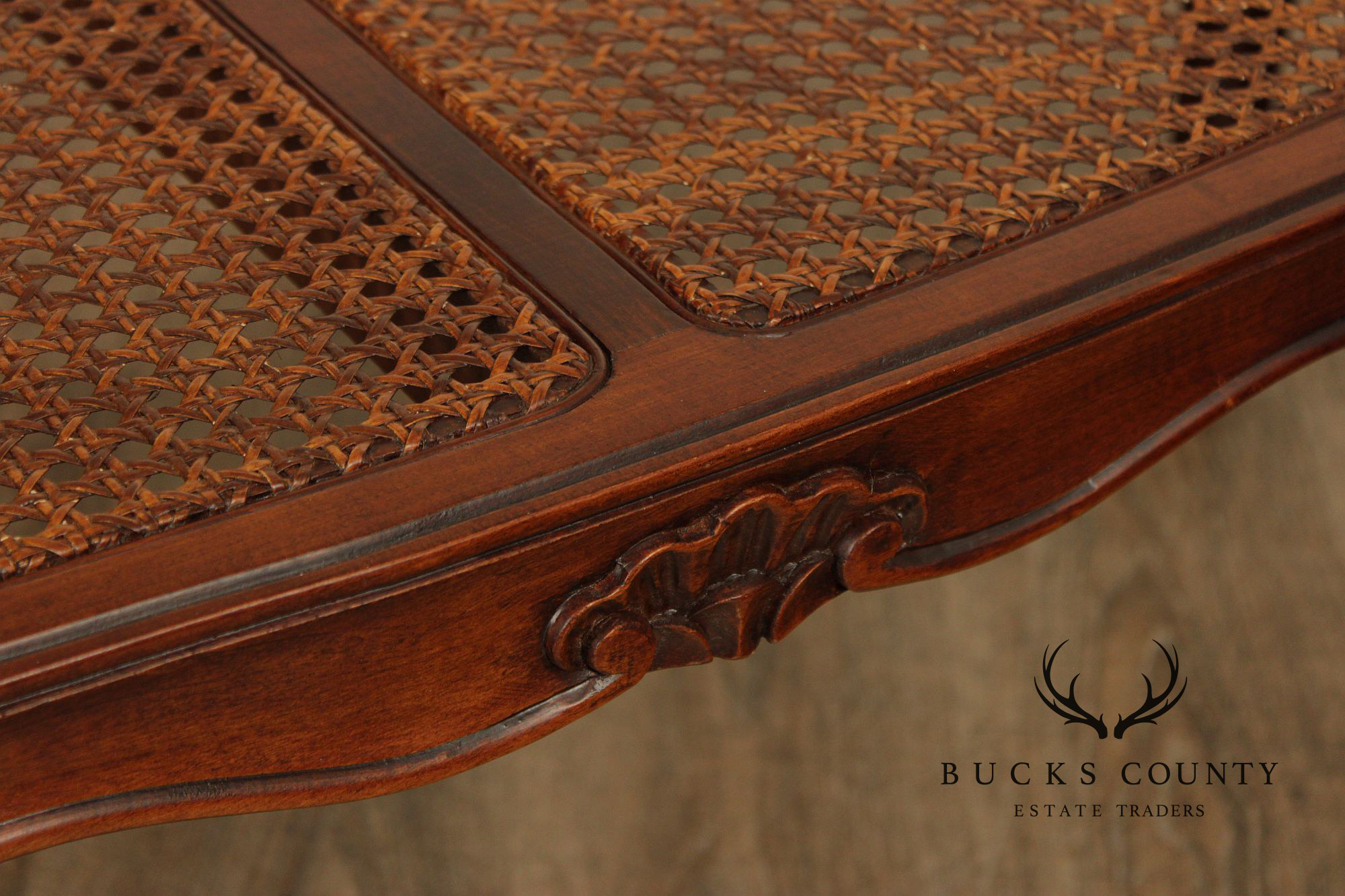 Italian Provincial Style Cane Seat Bench