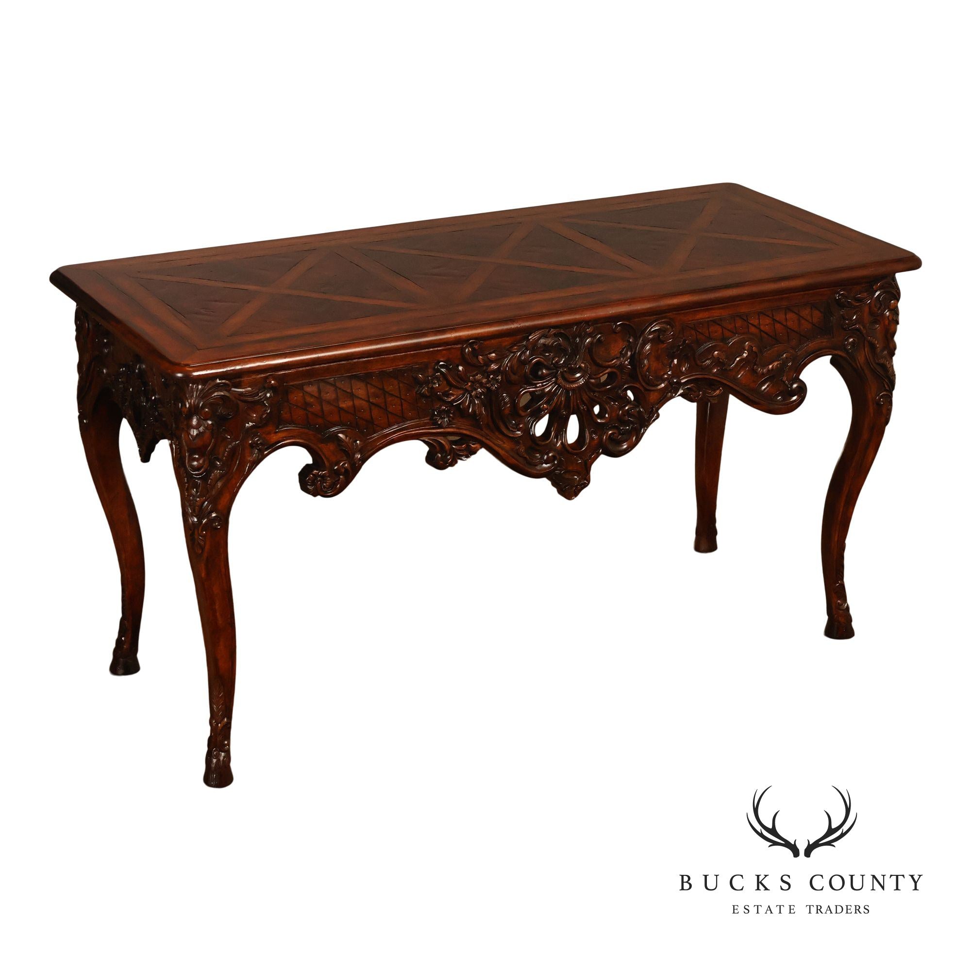 Henredon Carved Mahogany French Louis XV Style Console Table