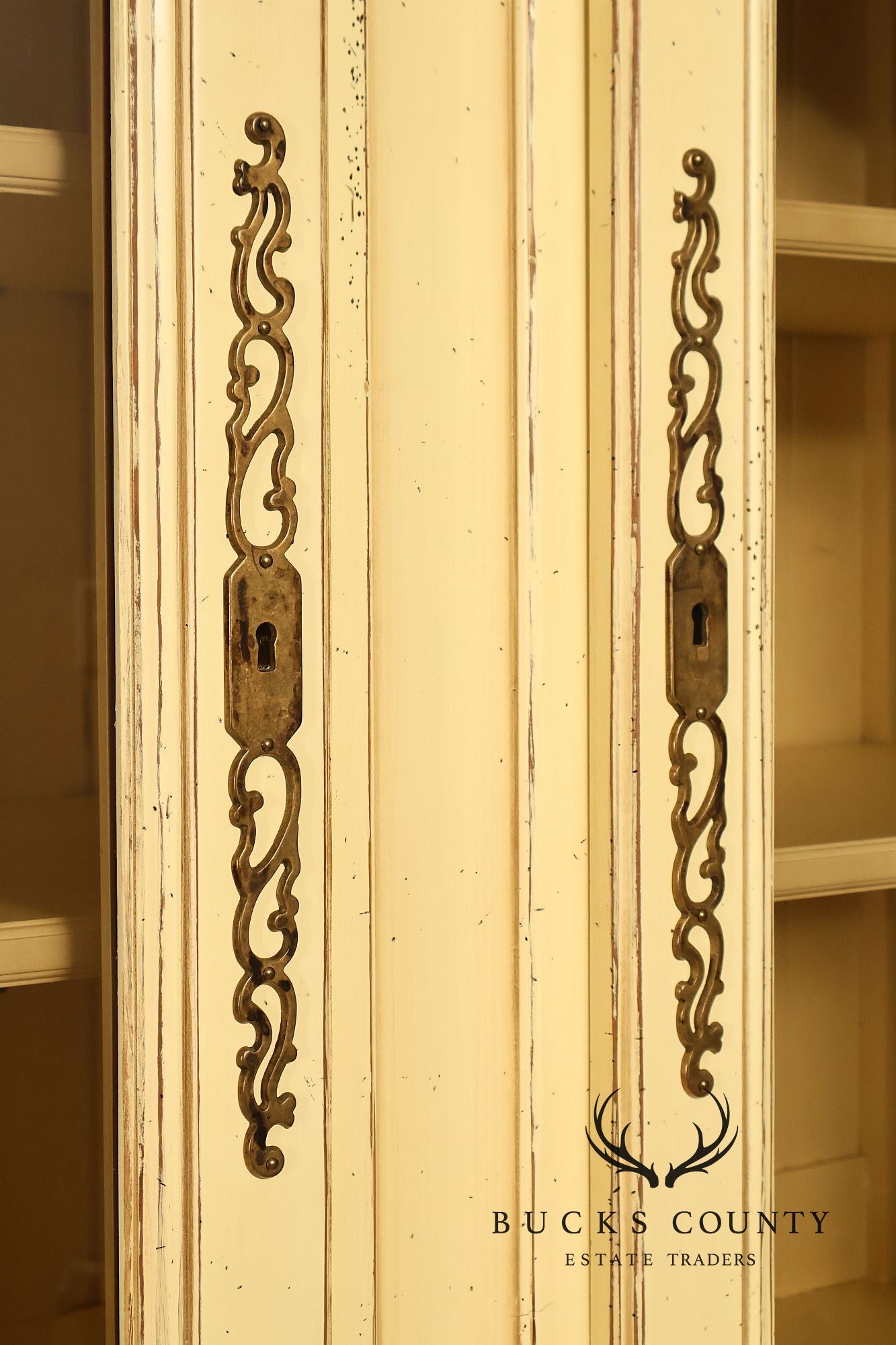 French Country Style Distress Painted China Cabinet