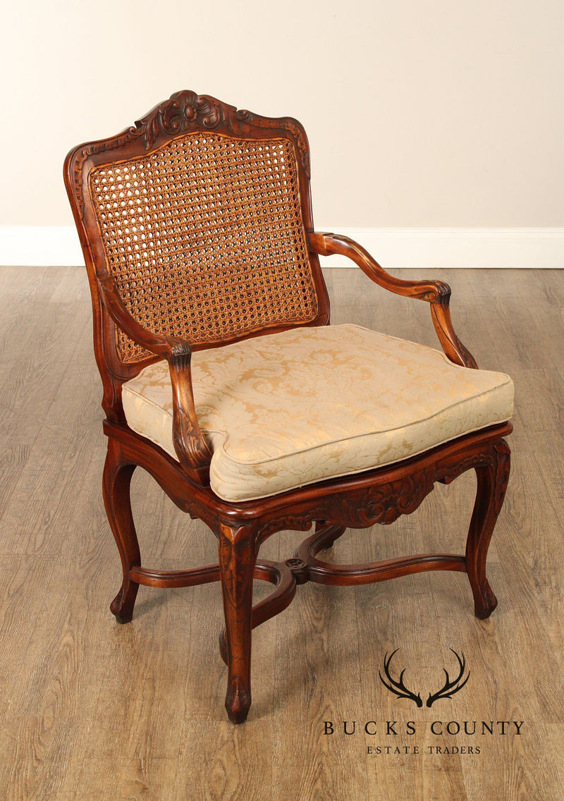 French Country Style Pair of Caned Armchairs